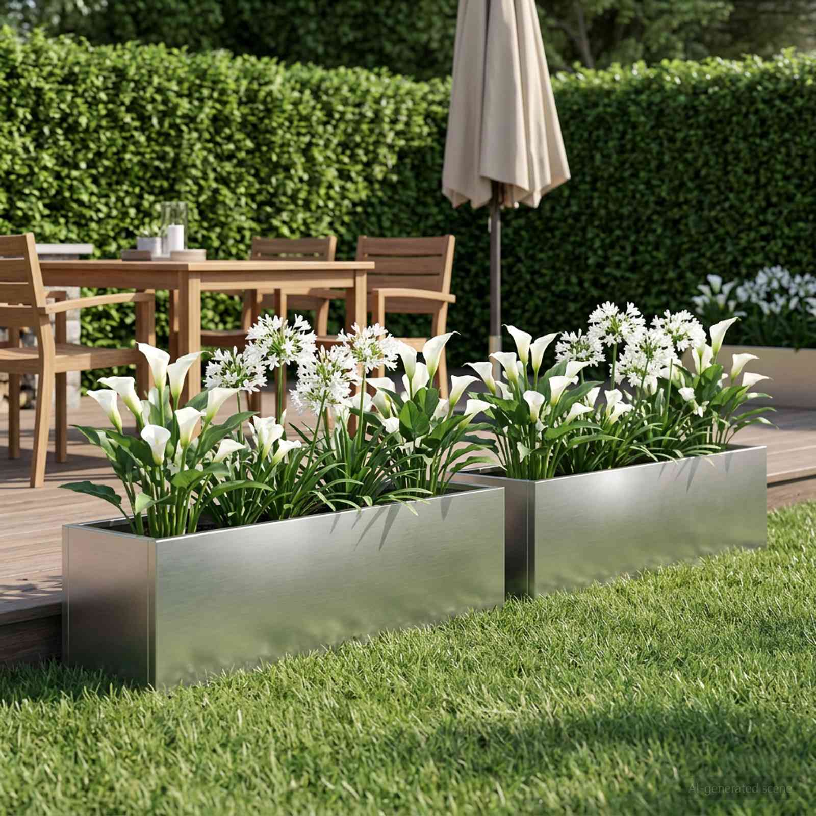 Garten-Pflanzgefäß 2 stk. Silber 80 x 20 x 20 cm Edelstahl
