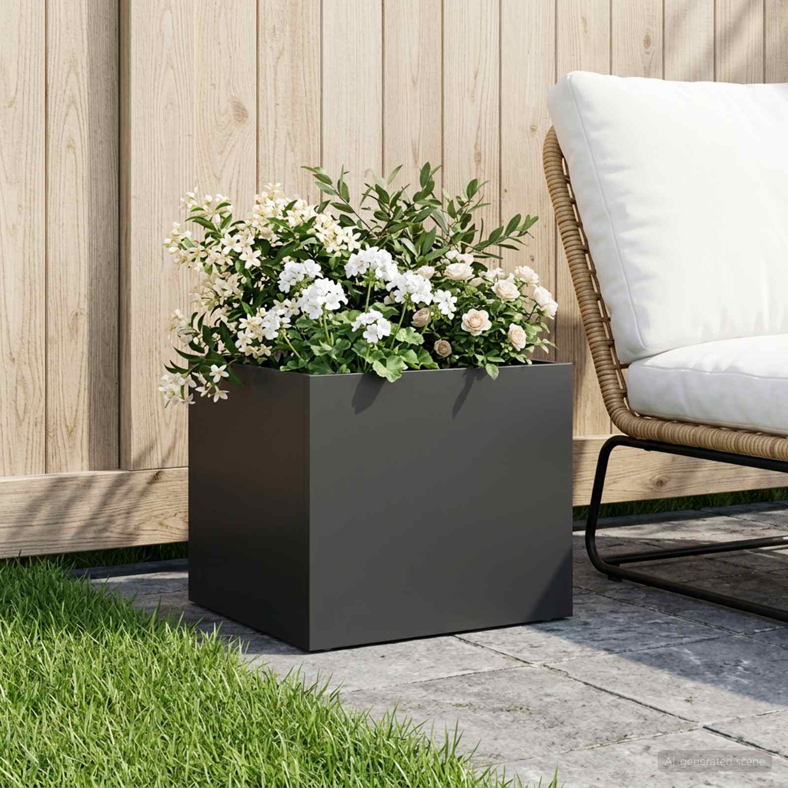 Garten-Pflanzgefäß Schwarz 40 x 30 x 30 cm Kaltgewalzter Stahl
