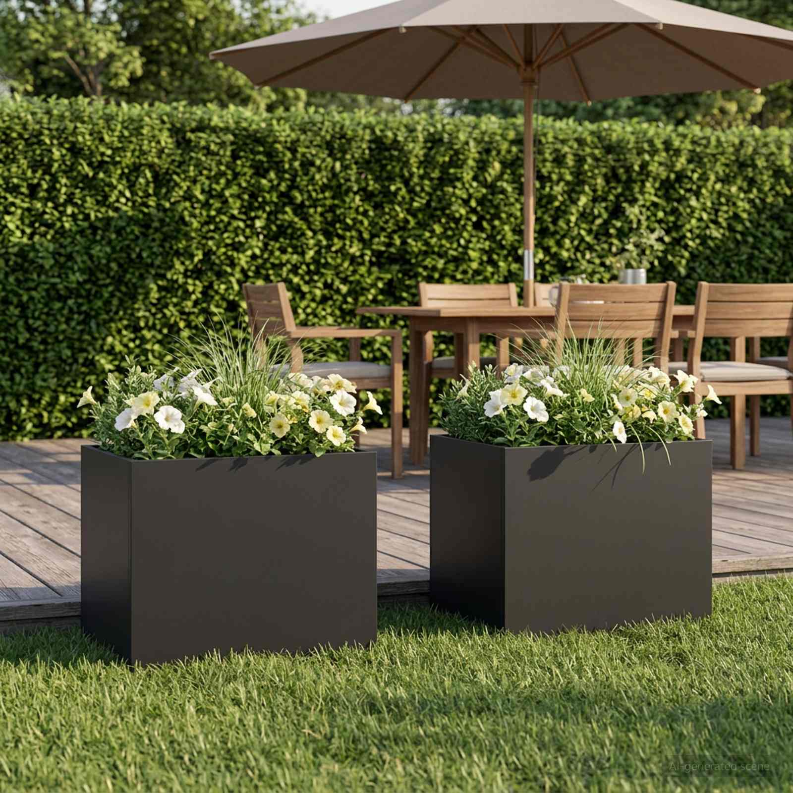 Garten-Pflanzgefäß 2 stk. Schwarz 40 x 30 x 30 cm
