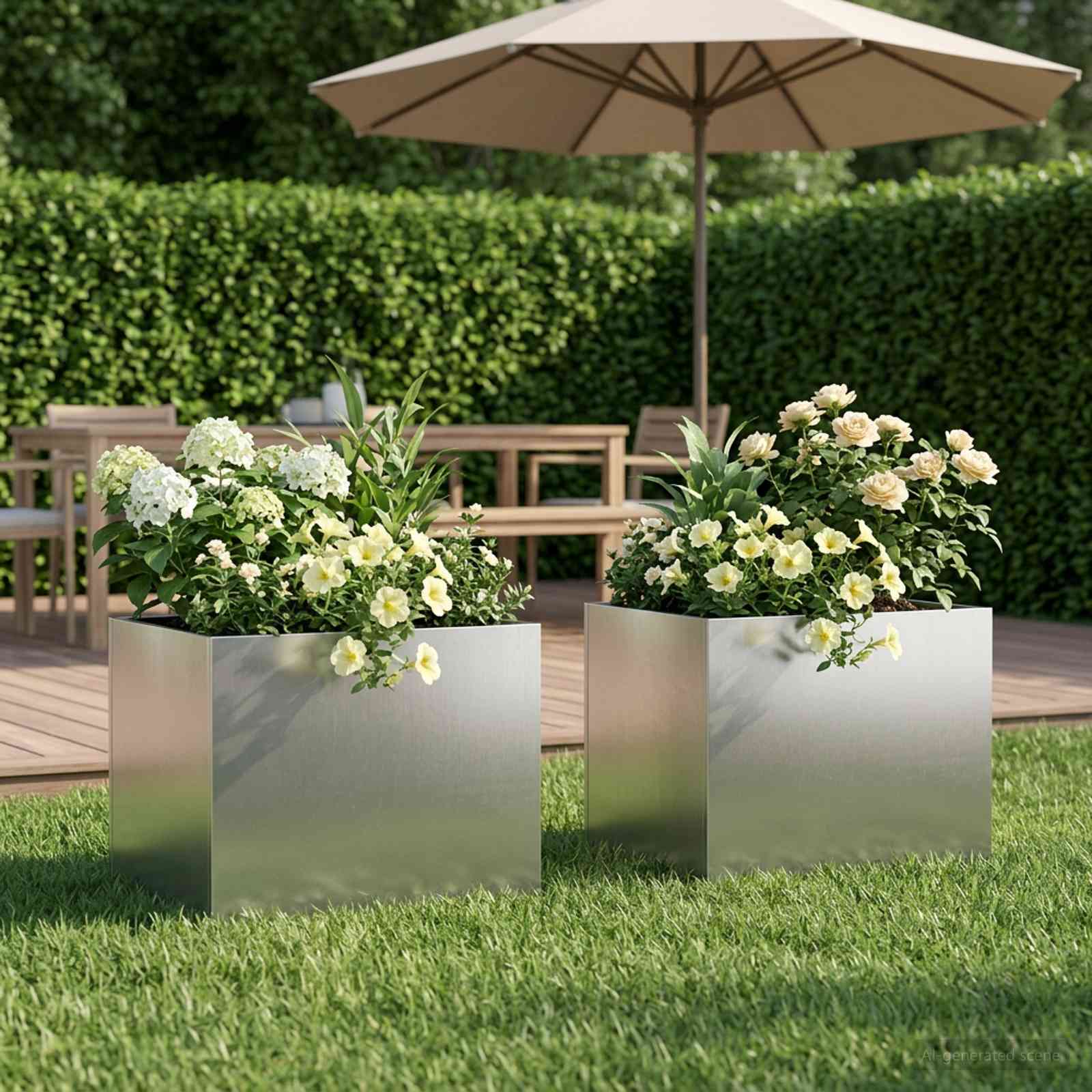 Garten-Pflanzgefäß 2 stk. Silber 40 x 30 x 30 cm Edelstahl