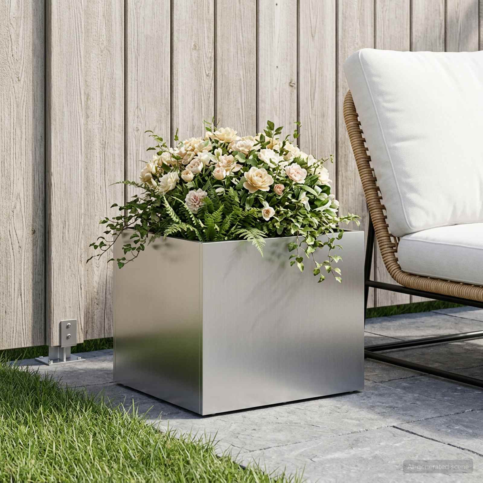 Garten-Pflanzgefäß Silber 40 x 30 x 30 cm Verzinkter Stahl