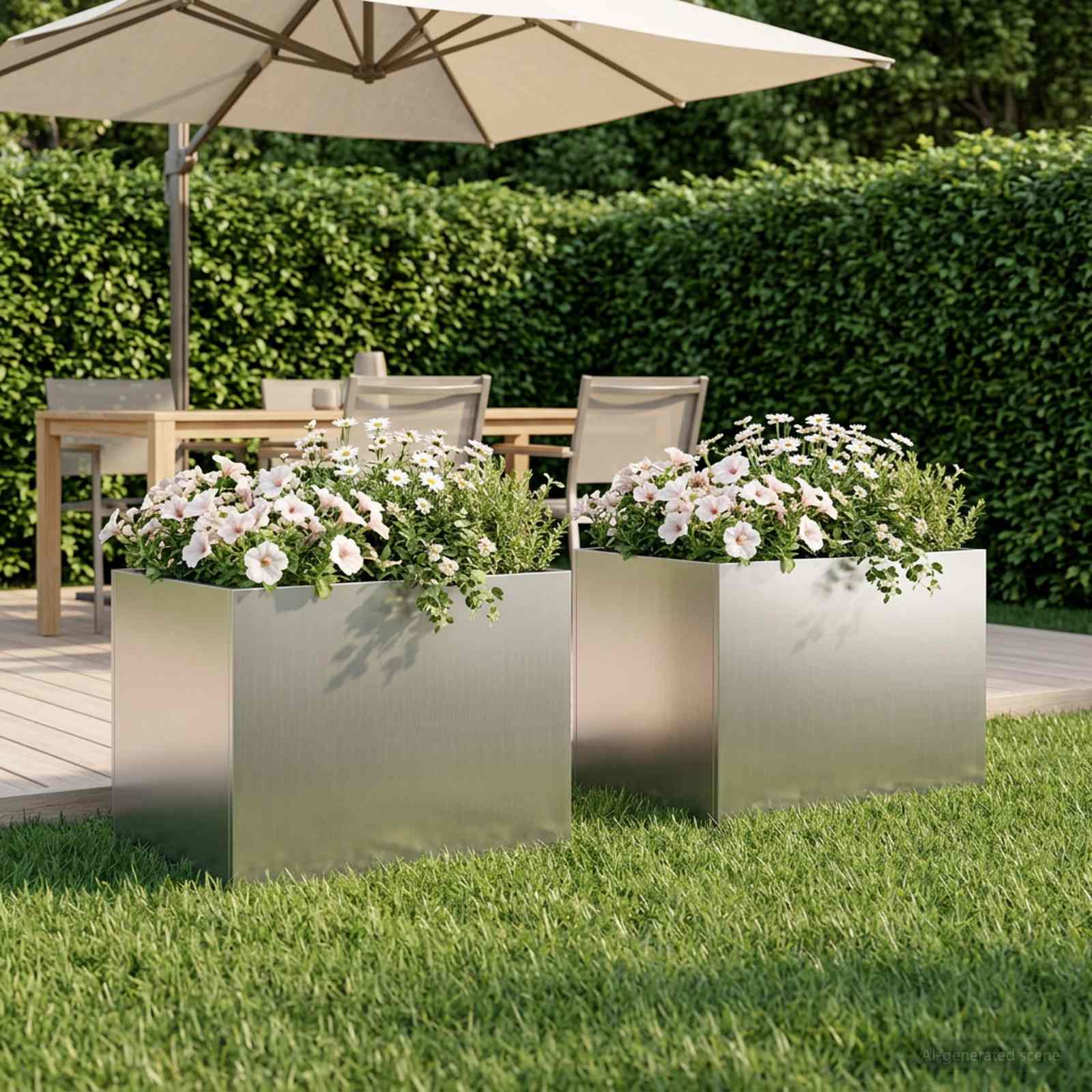 Garten-Pflanzgefäß 2 stk. Silber 40 x 30 x 30 cm
