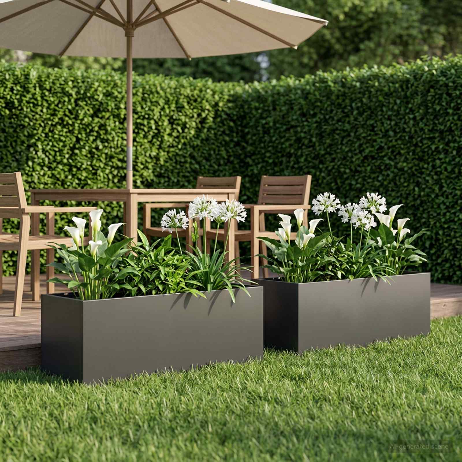 Garten-Pflanzgefäß 2 stk. Schwarz 80 x 30 x 30 cm