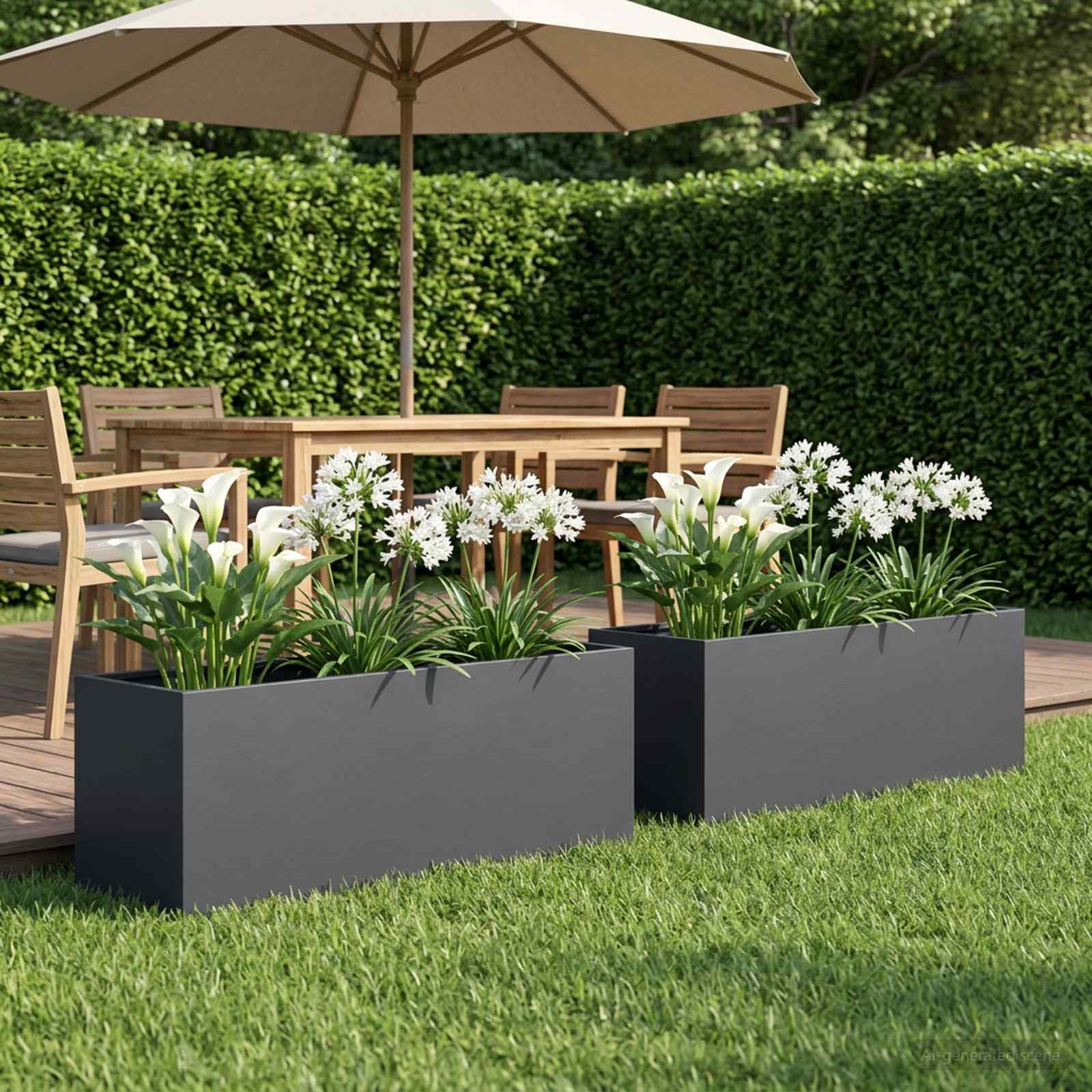 Garten-Pflanzgefäß 2 stk. Anthrazit 80 x 30 x 30 cm
