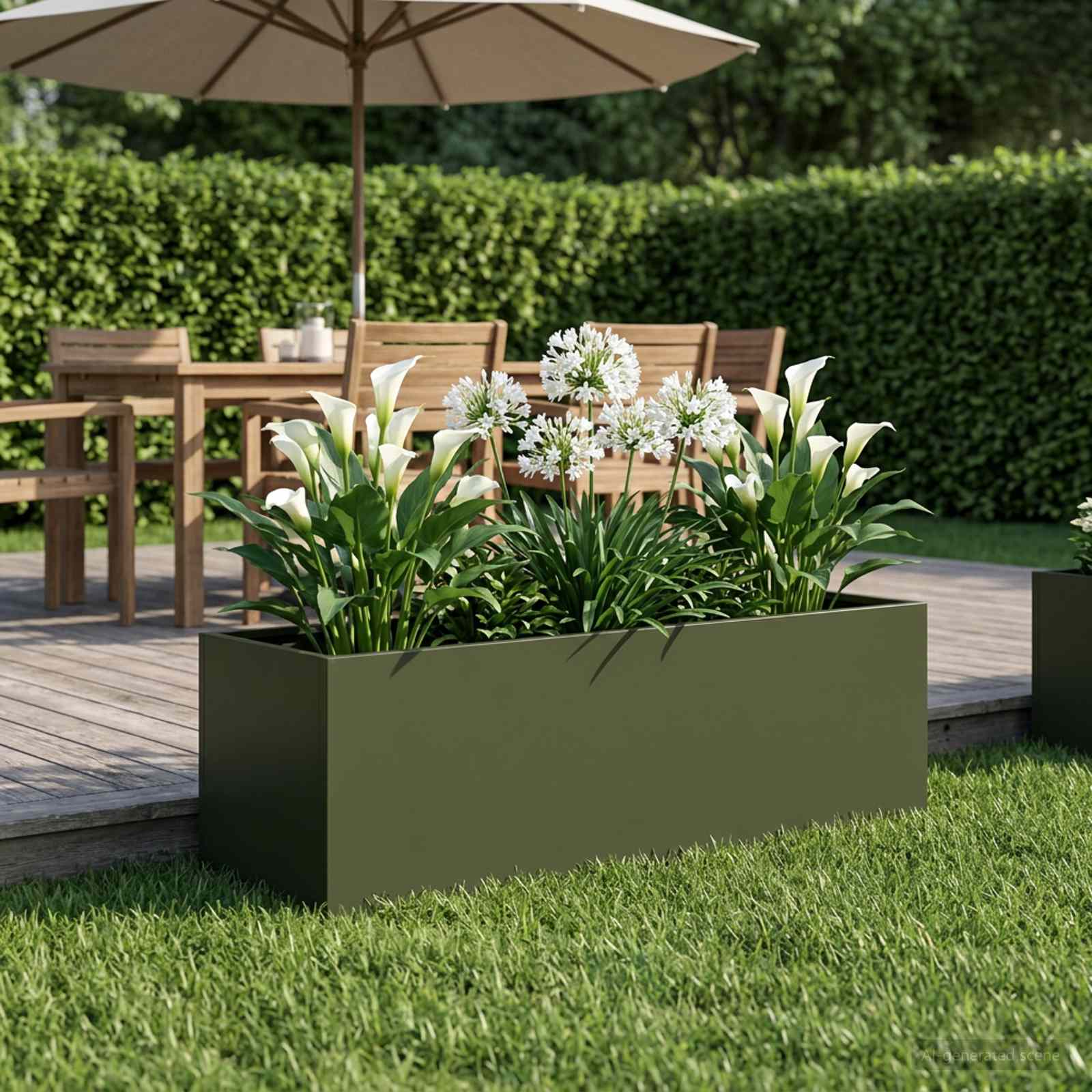 Garten-Pflanzgefäß Olivgrün 80 x 30 x 30 cm Kaltgewalzter Stahl