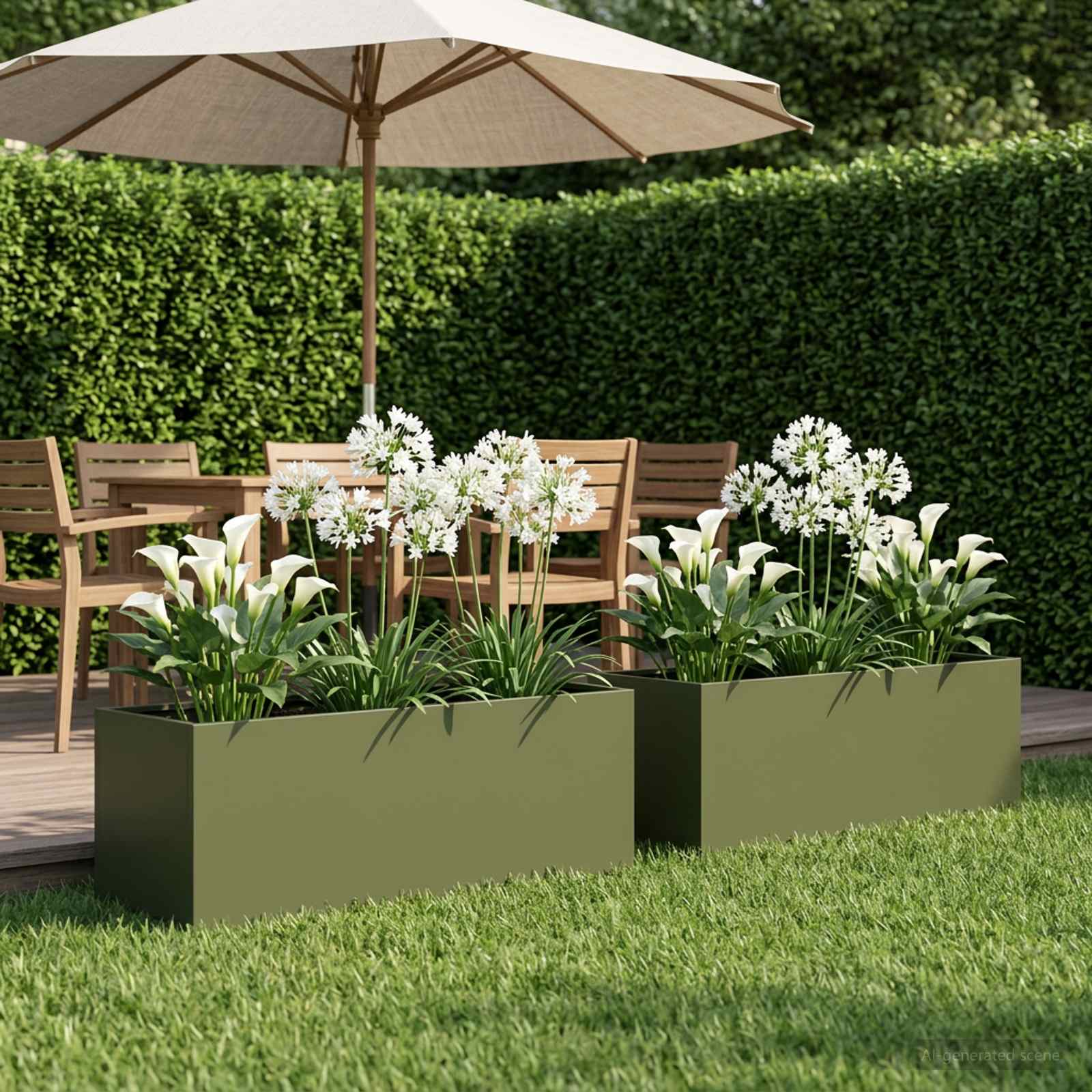 Garten-Pflanzgefäß 2 stk. Olivgrün 80 x 30 x 30 cm