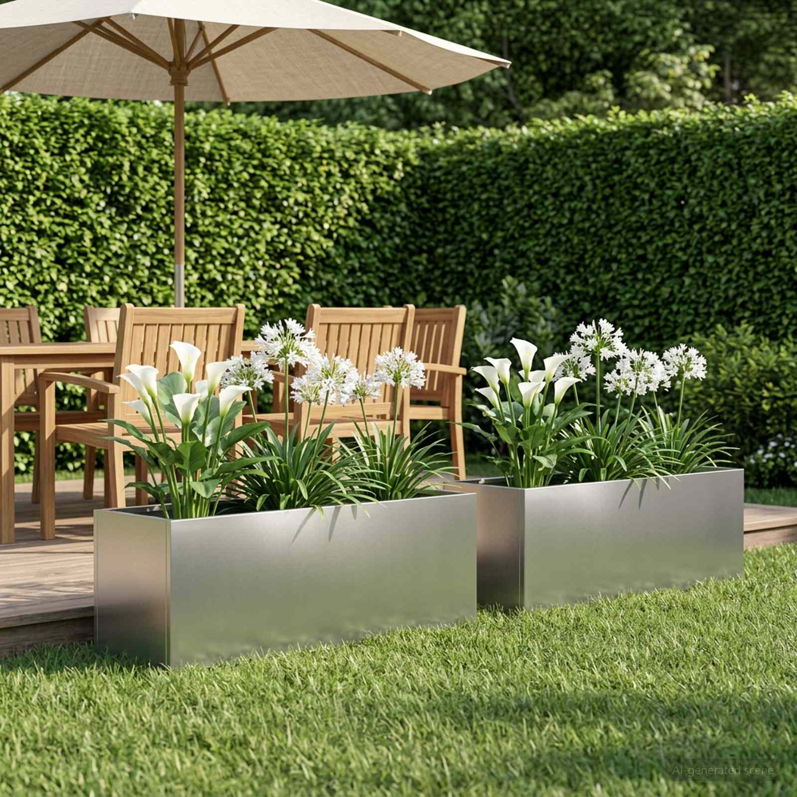 Garten-Pflanzgefäß 2 stk. Silber 80 x 30 x 30 cm Edelstahl