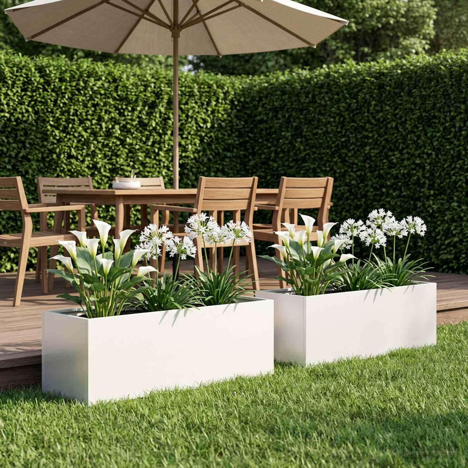 Garten-Pflanzgefäß 2 stk. Weiß 100 x 30 x 30 cm