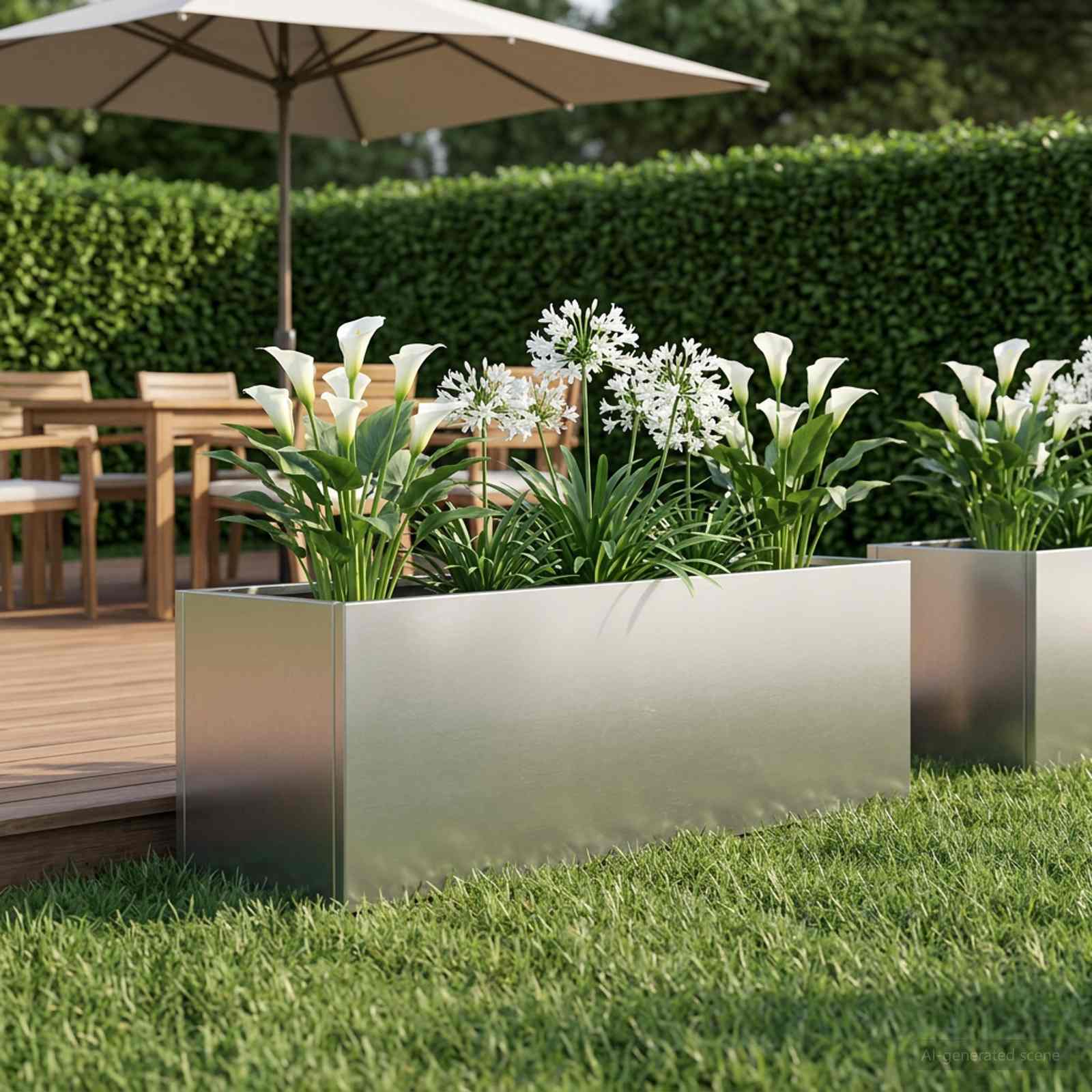 Garten-Pflanzgefäß Silber 100 x 30 x 30 cm Edelstahl