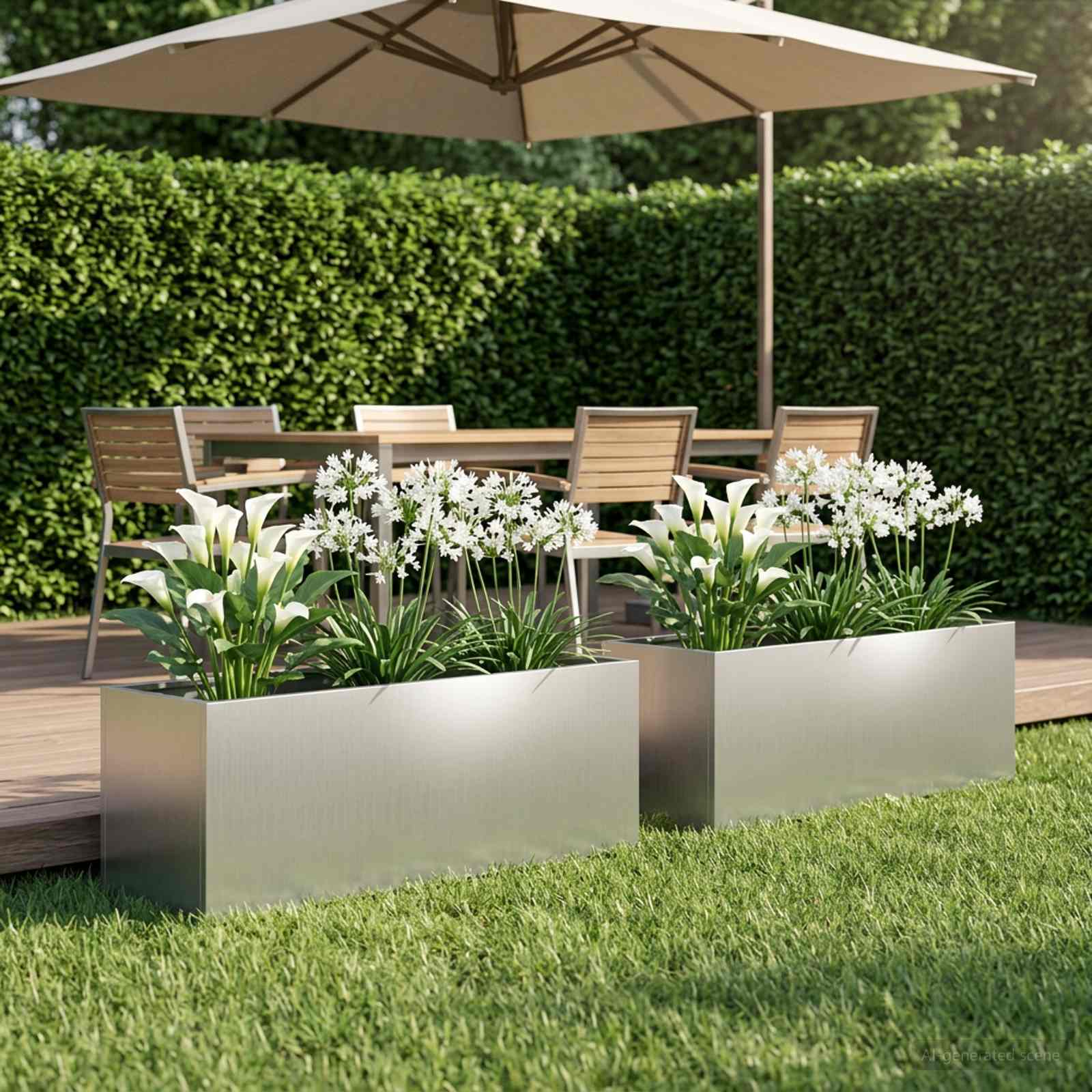 Garten-Pflanzgefäß 2 stk. Silber 100 x 30 x 30 cm