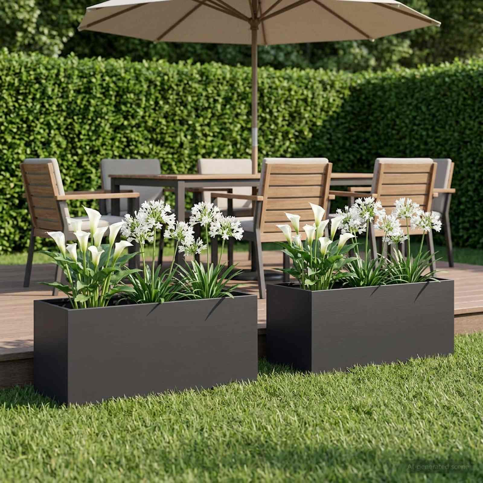 Garten-Pflanzgefäß 2 stk. Schwarz 80 x 40 x 40 cm