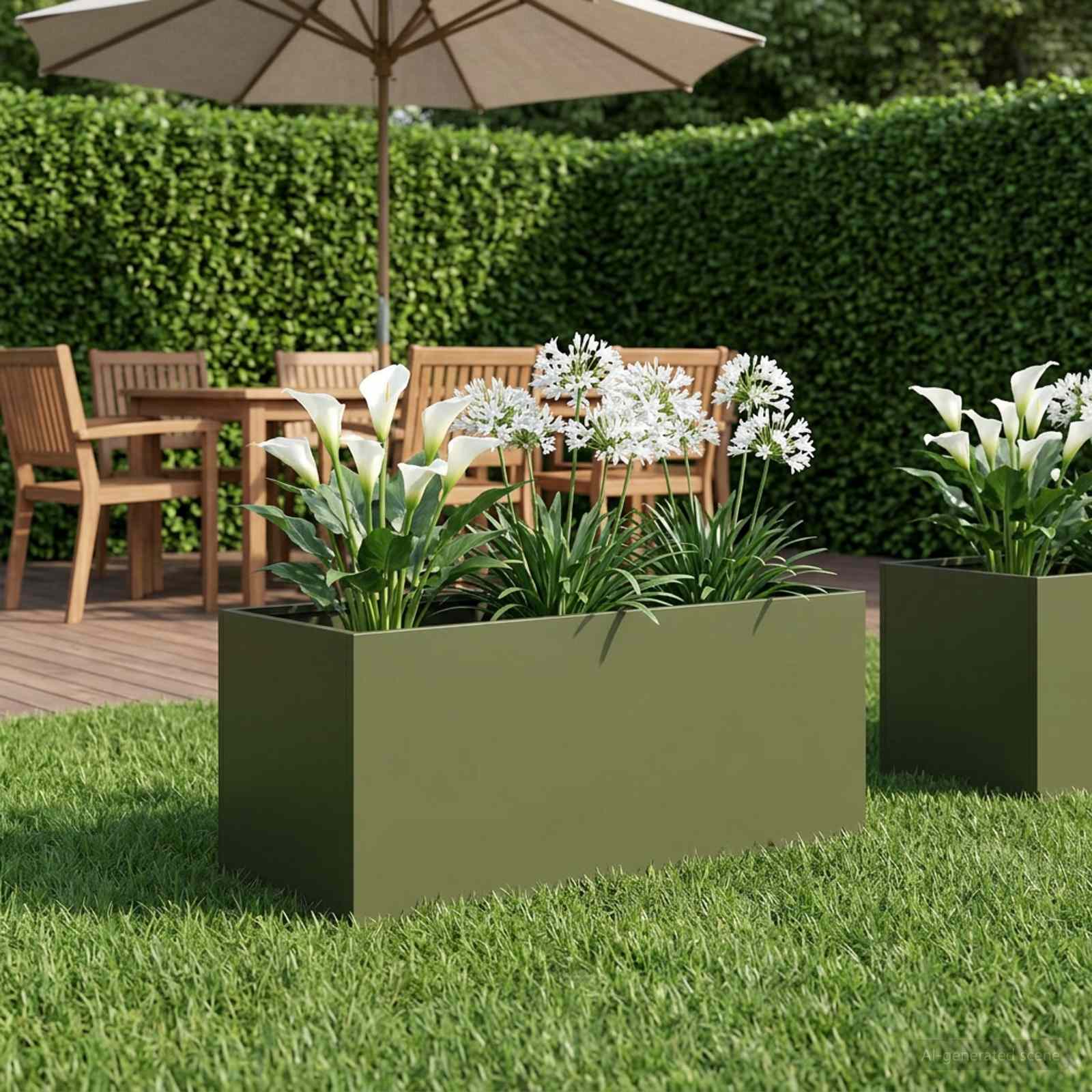 Garten-Pflanzgefäß Olivgrün 80 x 40 x 40 cm Kaltgewalzter Stahl