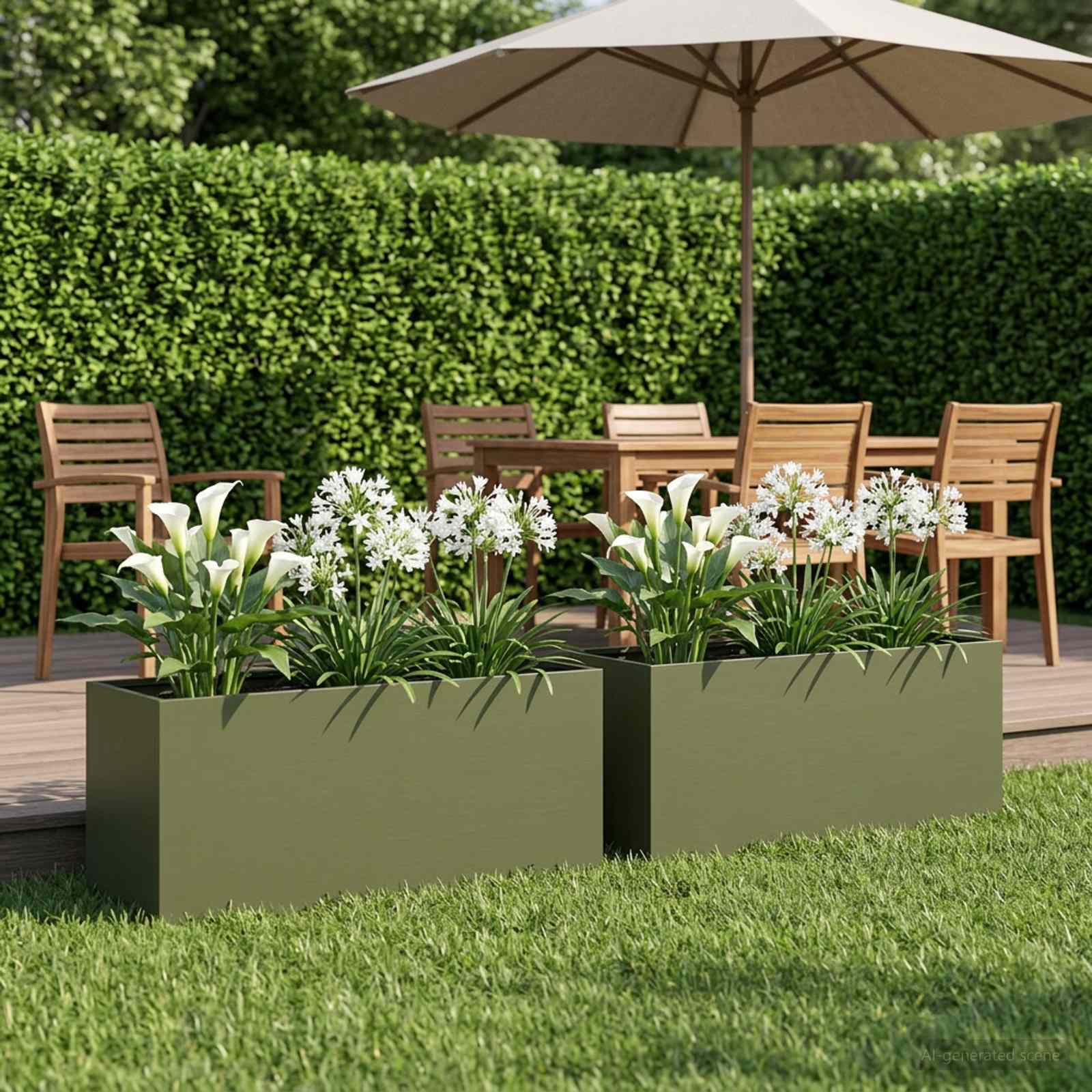 Garten-Pflanzgefäß 2 stk. Olivgrün 80 x 40 x 40 cm