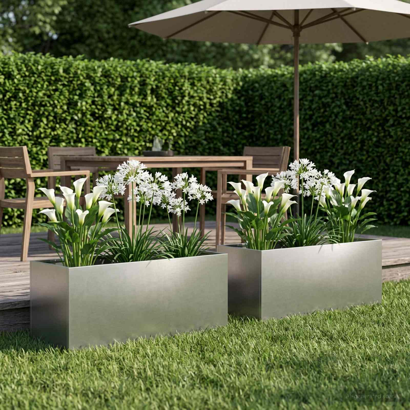 Garten-Pflanzgefäß 2 stk. Silber 80 x 40 x 40 cm Edelstahl