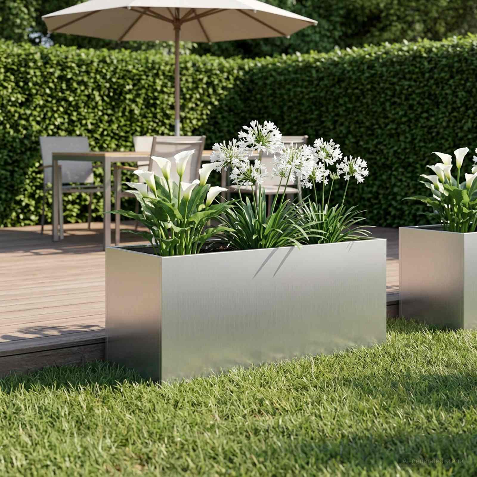 Garten-Pflanzgefäß Silber 80 x 40 x 40 cm Verzinkter Stahl