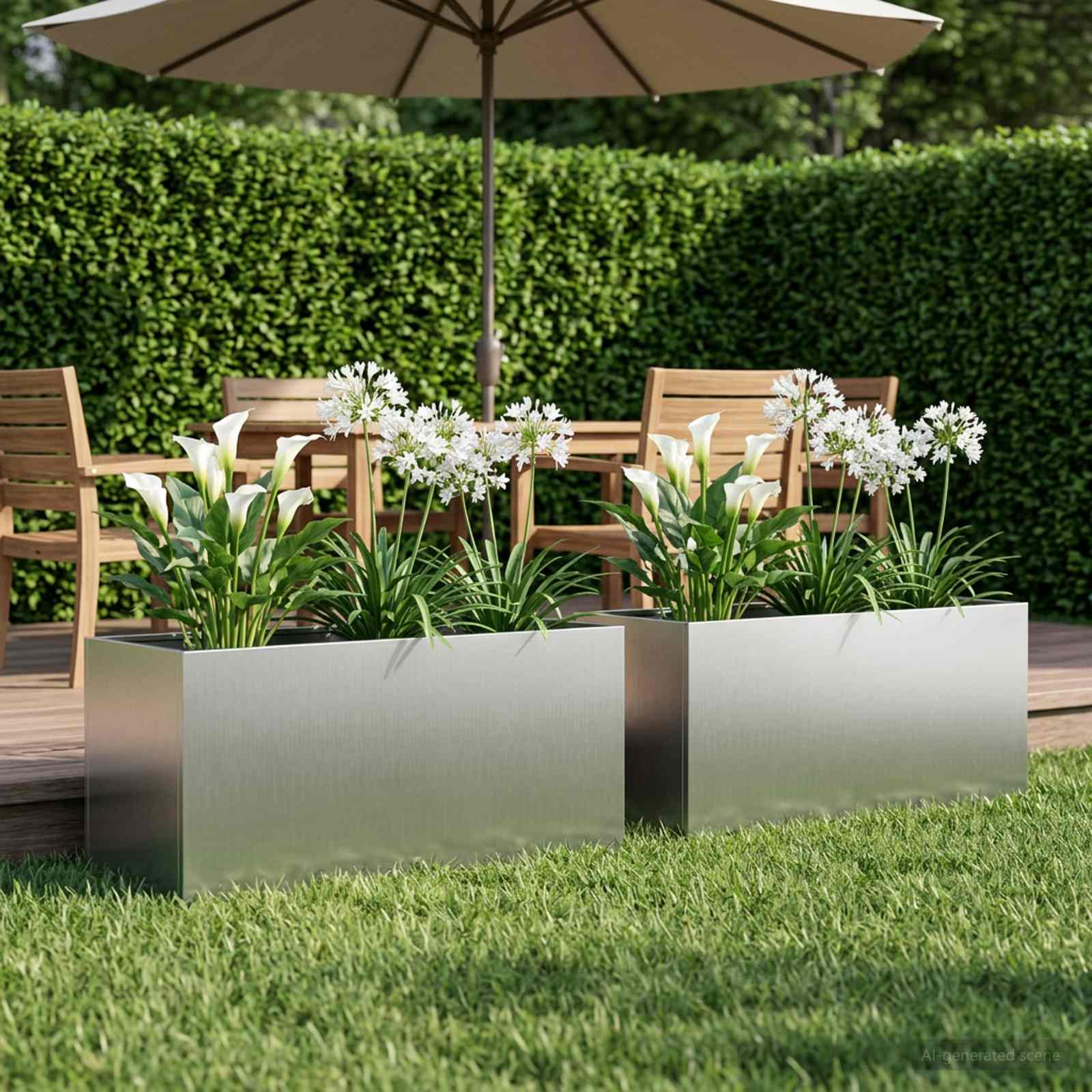 Garten-Pflanzgefäß 2 stk. Silber 80 x 40 x 40 cm