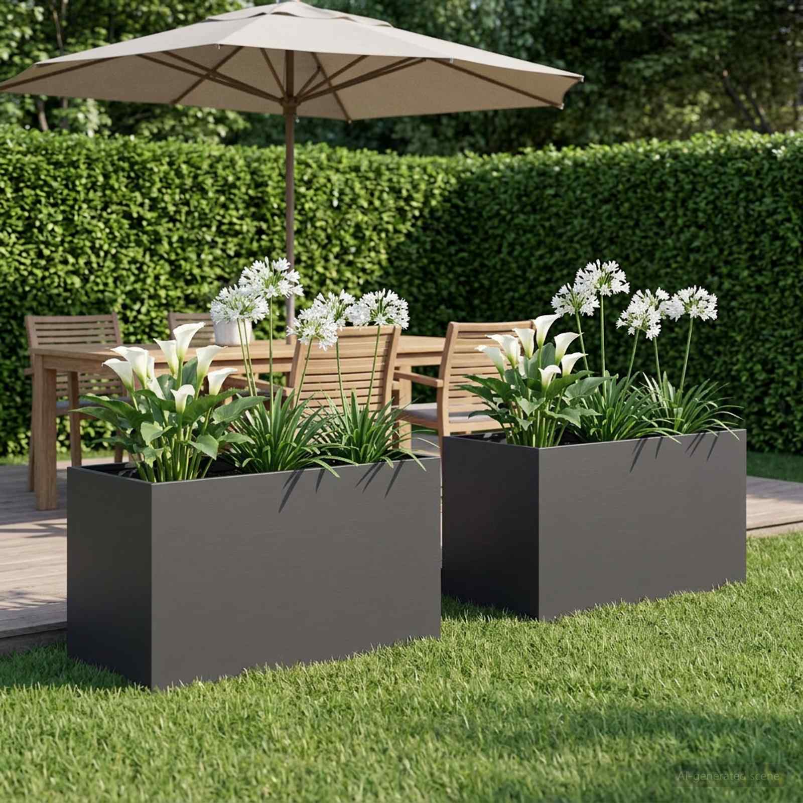 Garten-Pflanzgefäß 2 stk. Schwarz 80 x 50 x 50 cm
