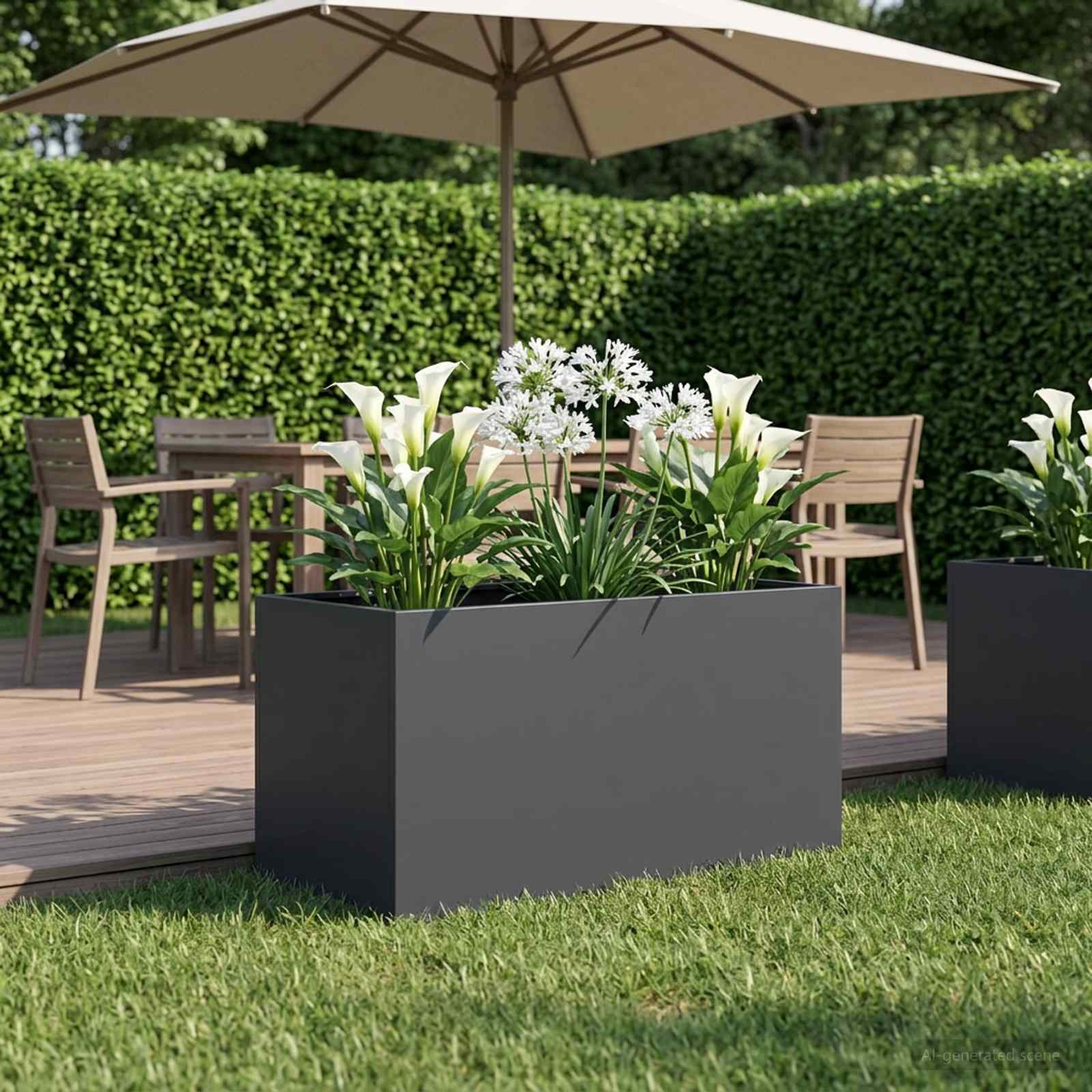 Garten-Pflanzgefäß Anthrazit 80 x 50 x 50 cm