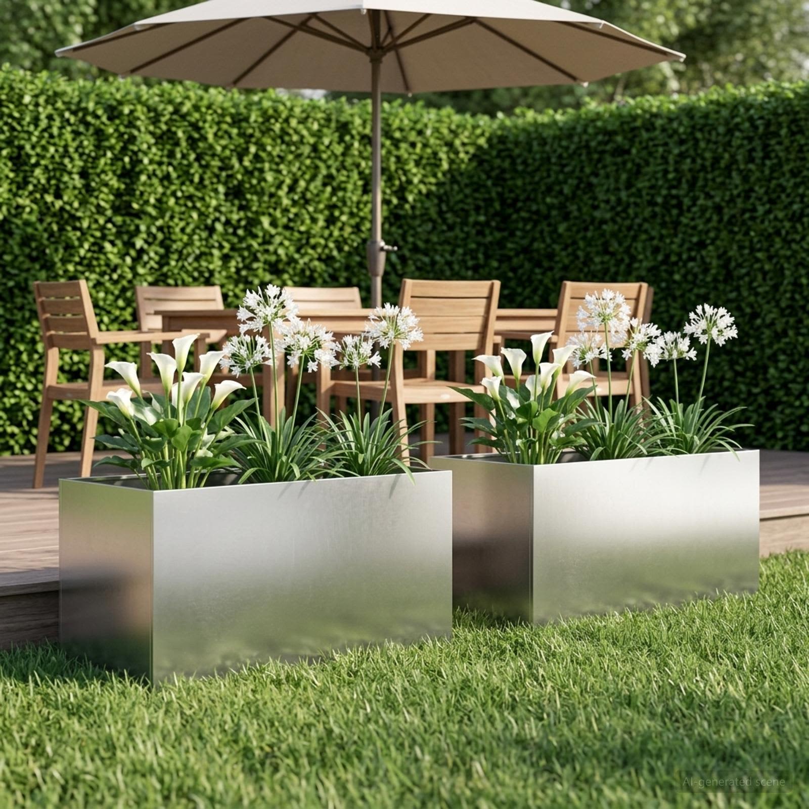 Garten-Pflanzgefäß 2 stk. Silber 80 x 50 x 50 cm Edelstahl