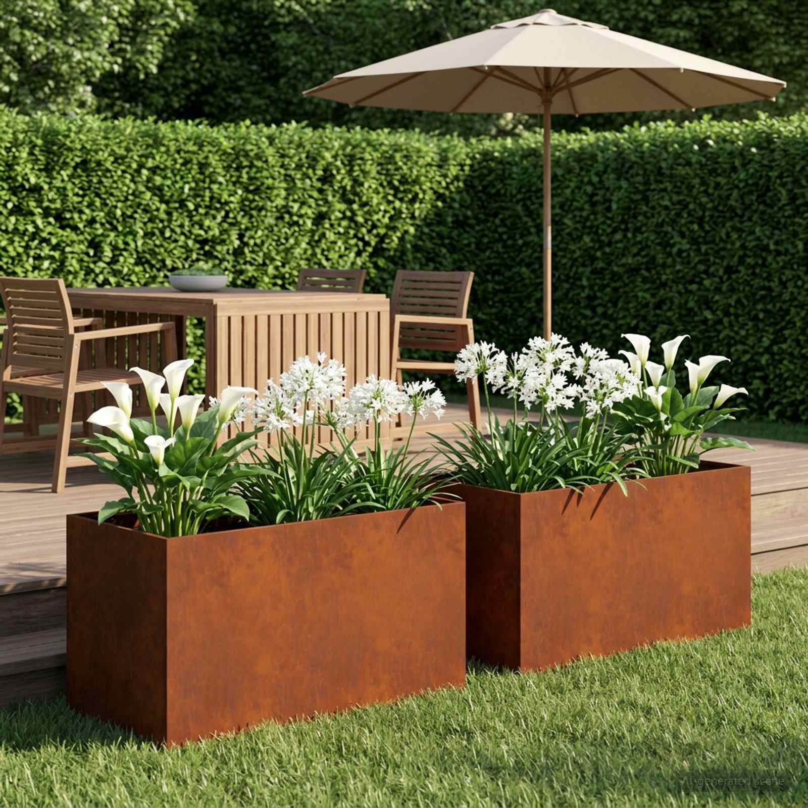 Garten-Pflanzgefäß 2 stk. Rostoptik 80 x 50 x 50 cm