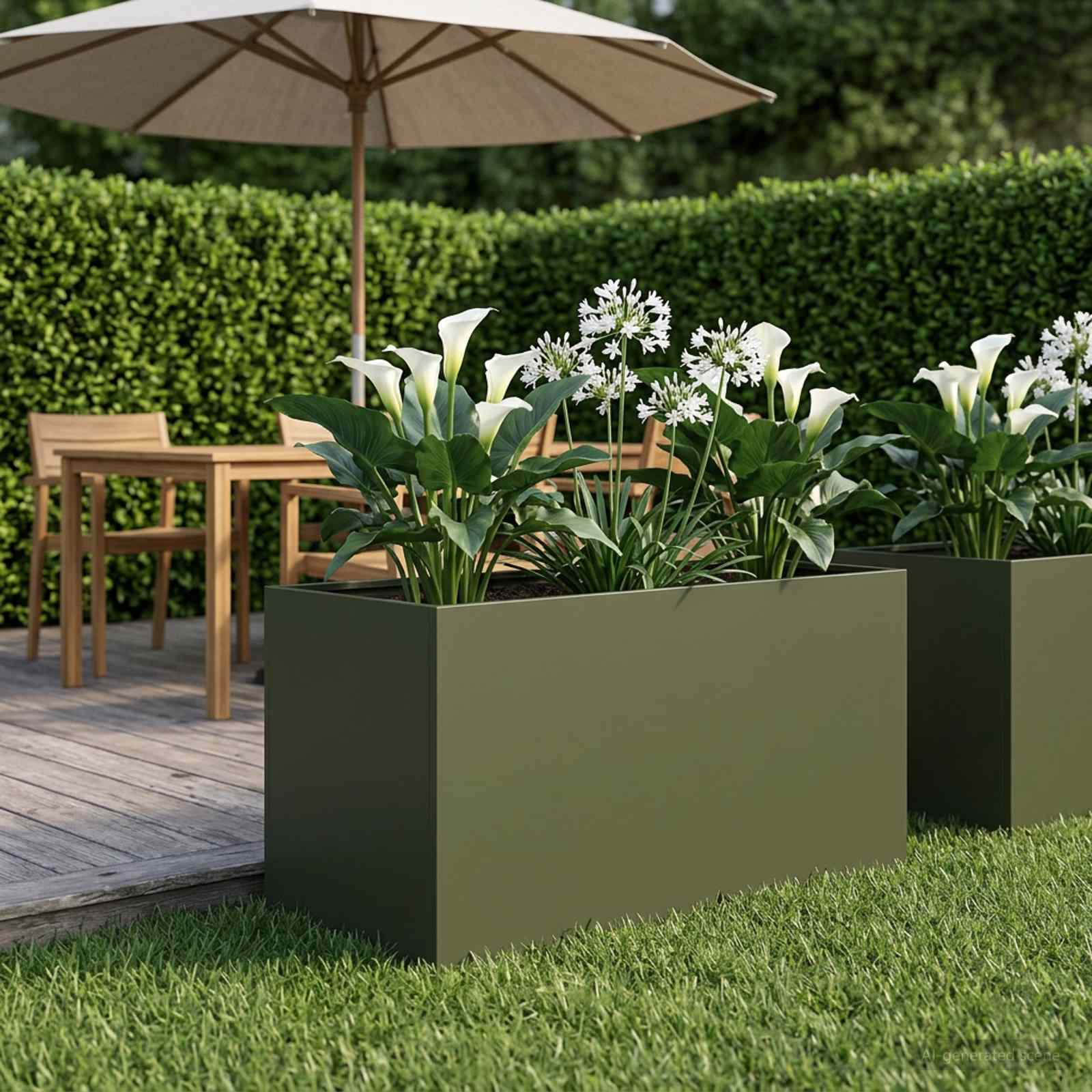Garten-Pflanzgefäß Olivgrün 100 x 50 x 50 cm