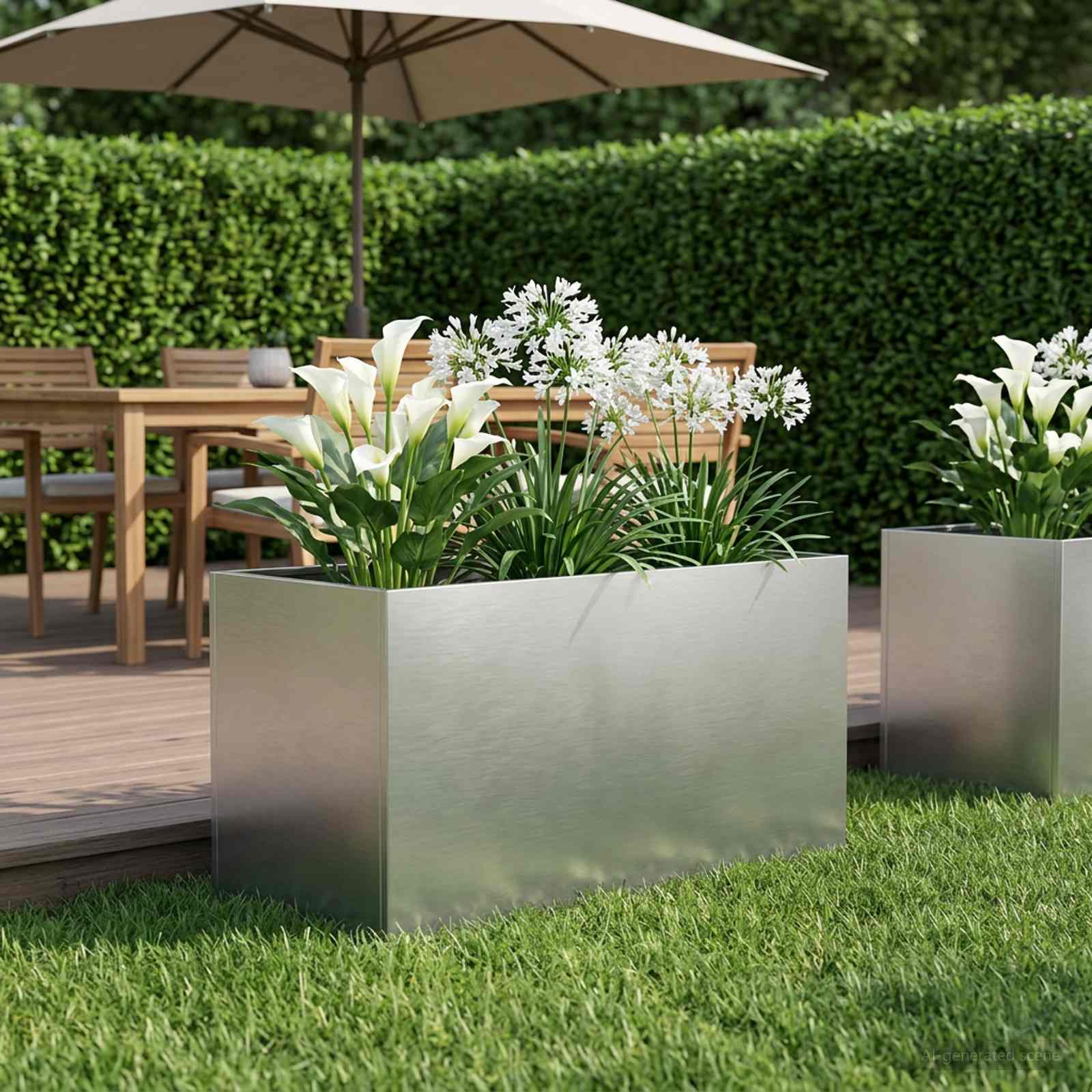 Garten-Pflanzgefäß Silber 100 x 50 x 50 cm Edelstahl