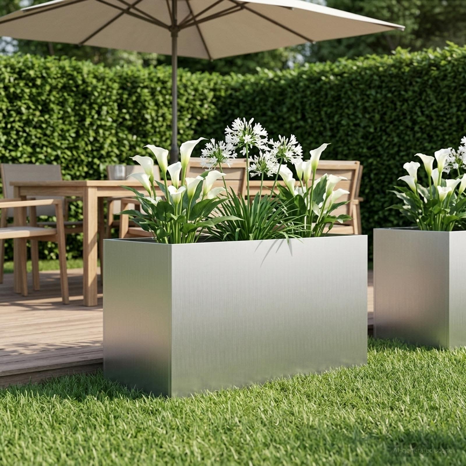 Garten-Pflanzgefäß Silber 100 x 50 x 50 cm Verzinkter Stahl