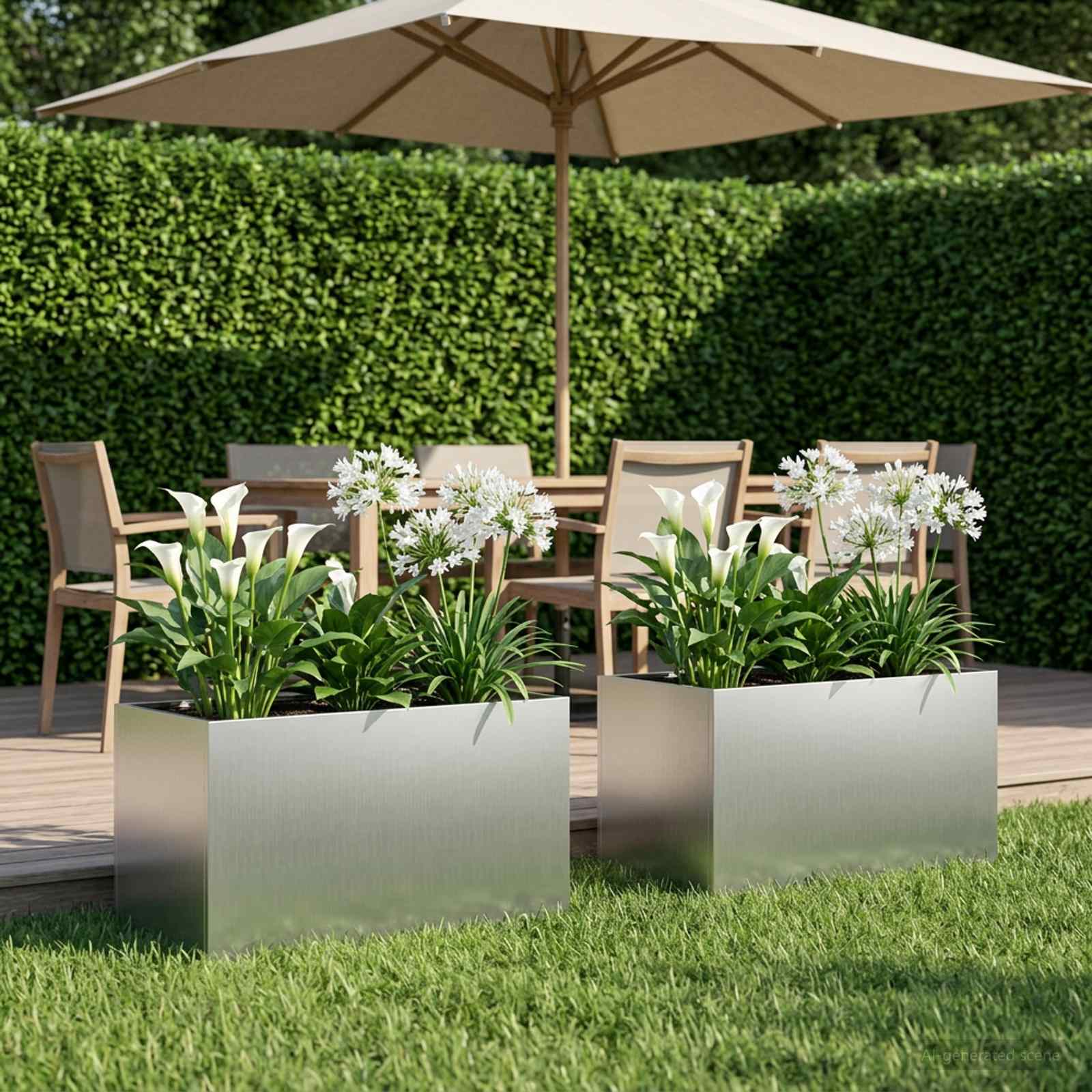 Garten-Pflanzgefäß 2 stk. Silber 100 x 50 x 50 cm