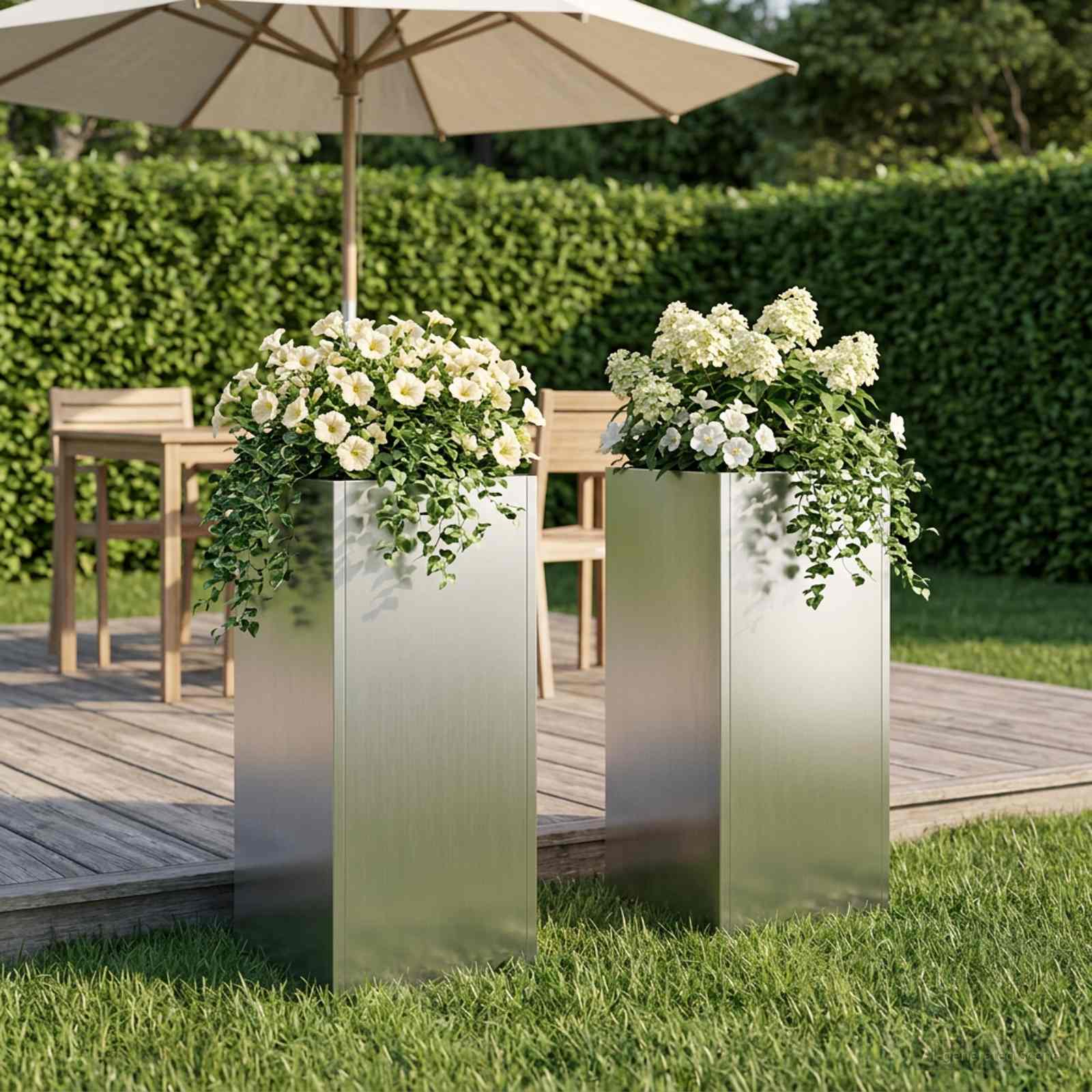 Garten-Pflanzgefäß 2 stk. Silber 20 x 20 x 40 cm