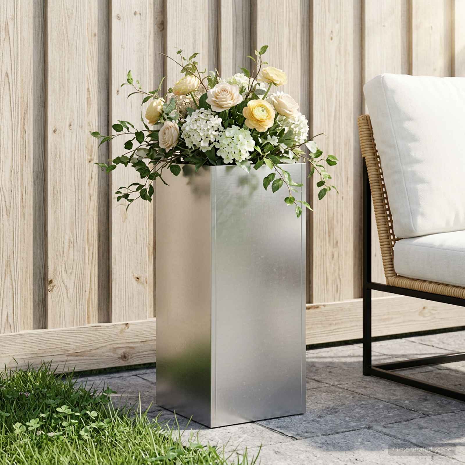 Garten-Pflanzgefäß Silber 20 x 20 x 50 cm Edelstahl