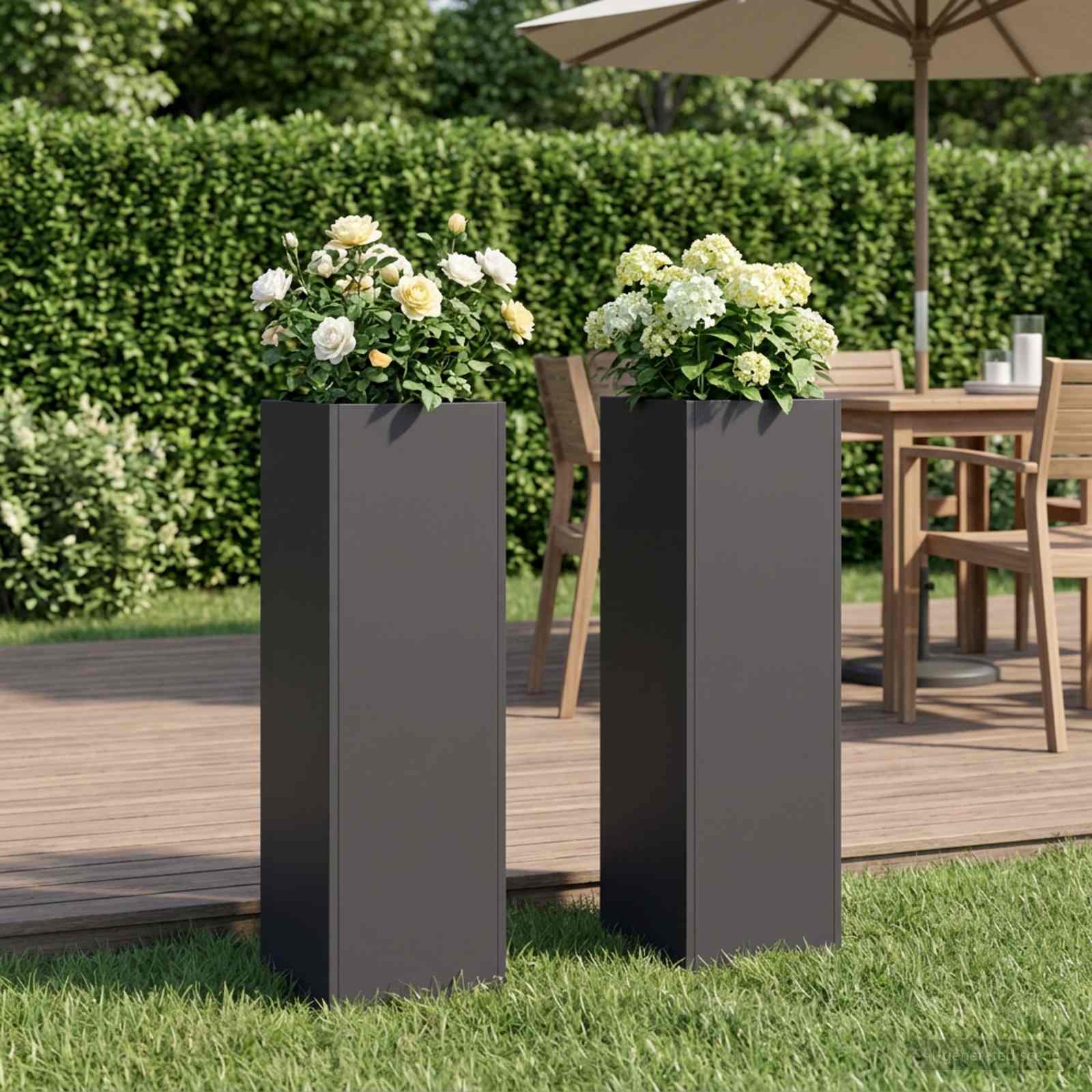 Garten-Pflanzgefäß 2 stk. Schwarz 20 x 20 x 75 cm