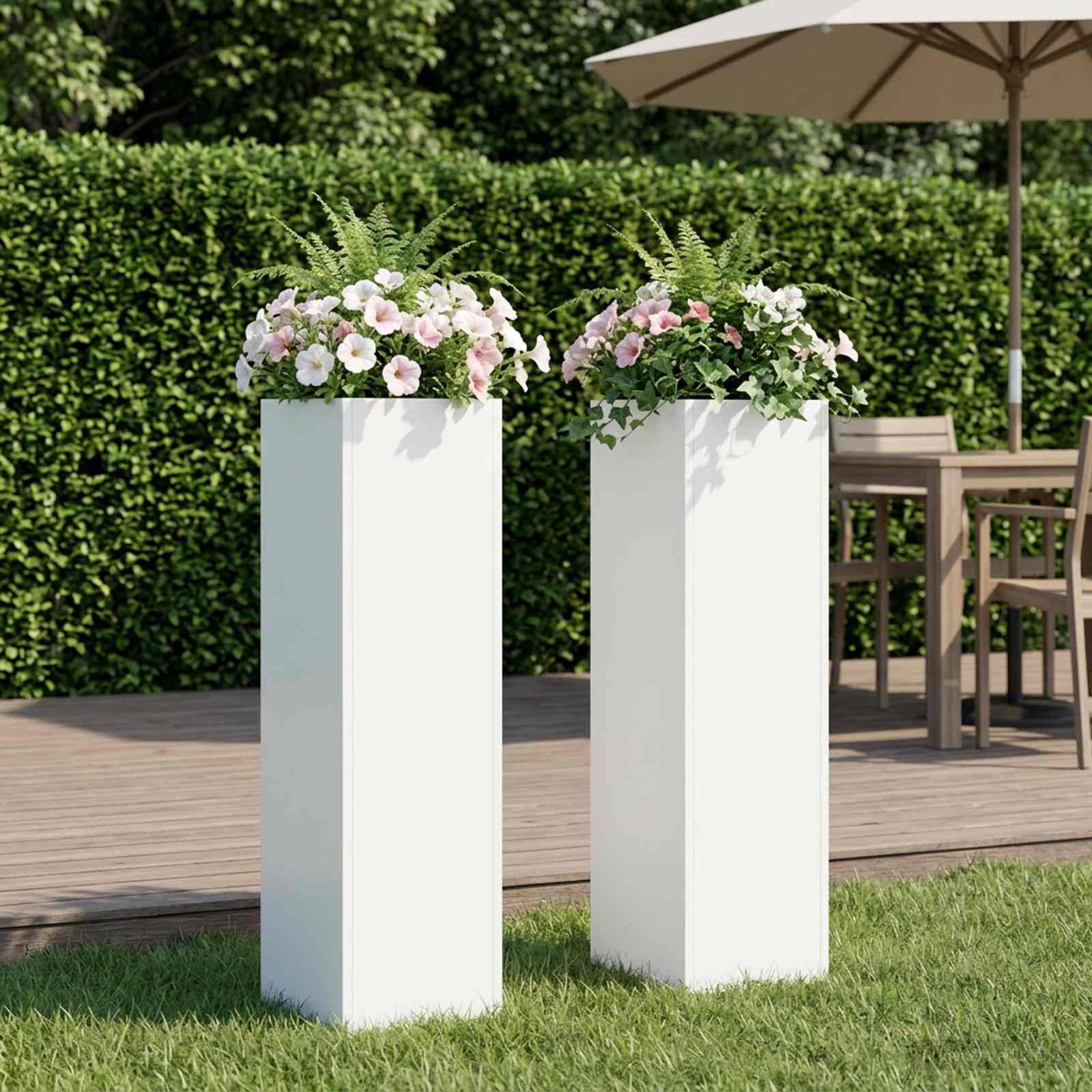Garten-Pflanzgefäß 2 stk. Weiß 20 x 20 x 75 cm