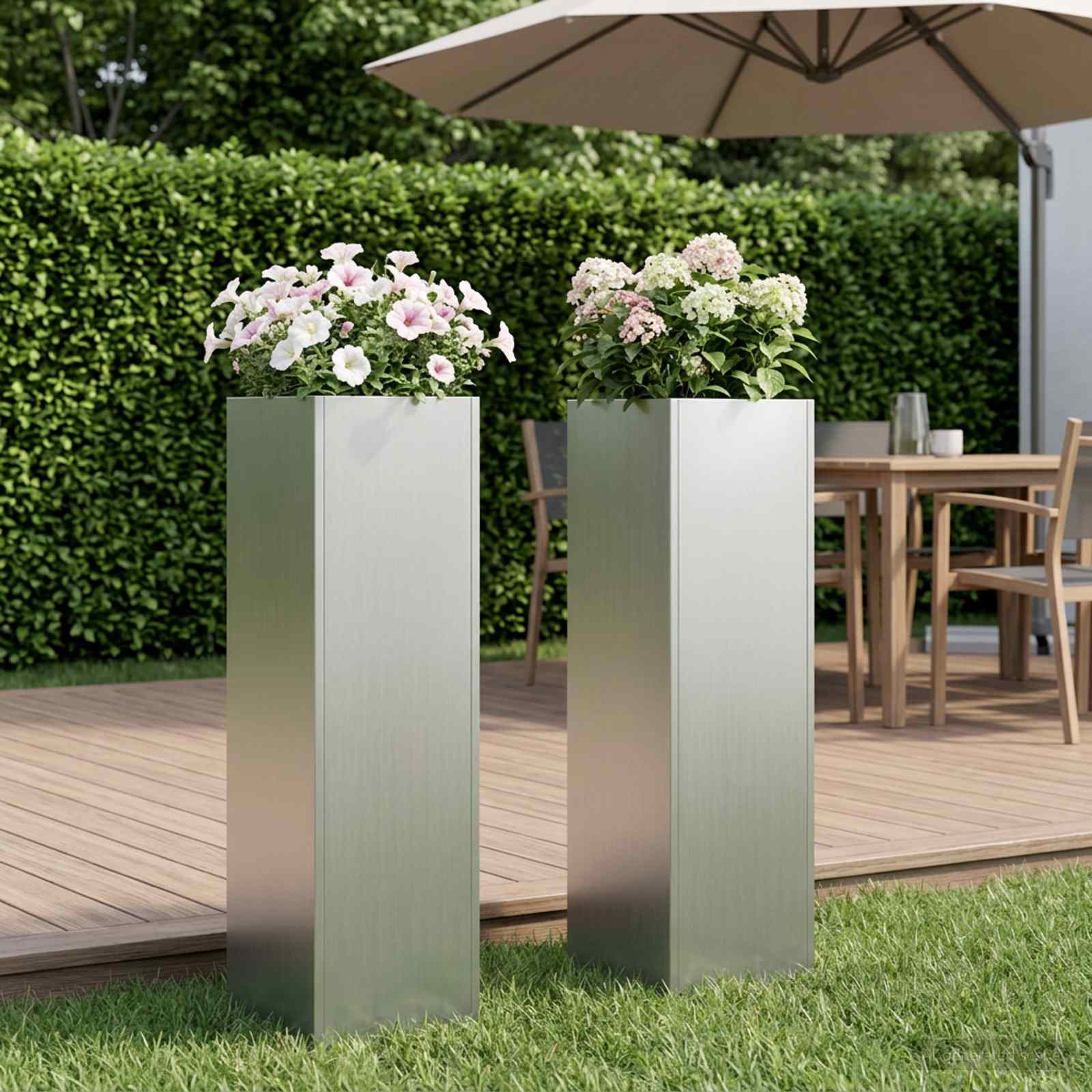 Garten-Pflanzgefäß 2 stk. Silber 20 x 20 x 75 cm