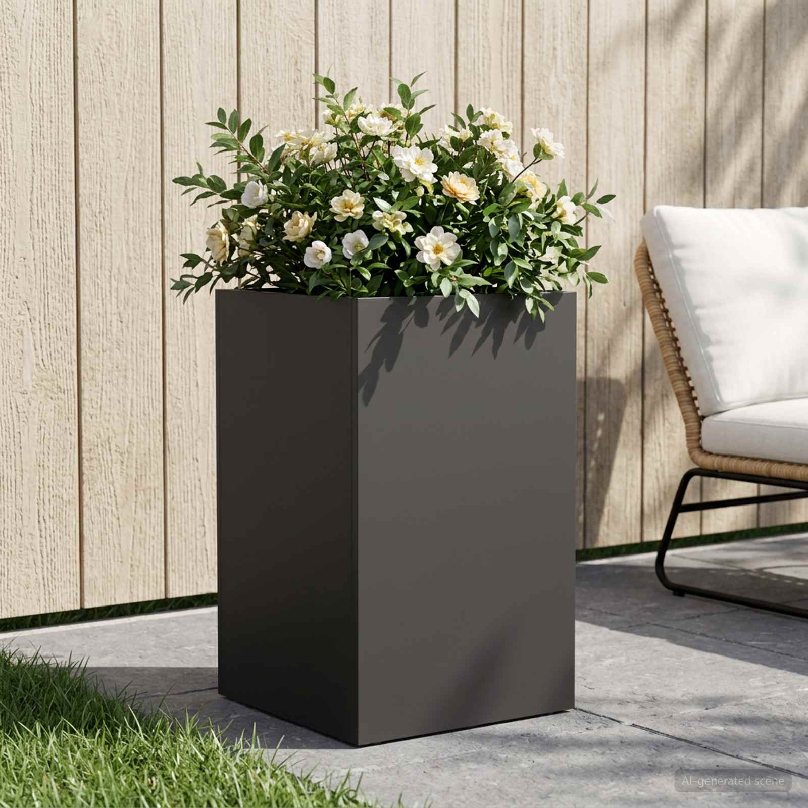 Garten-Pflanzgefäß Schwarz 30 x 30 x 40 cm Kaltgewalzter Stahl