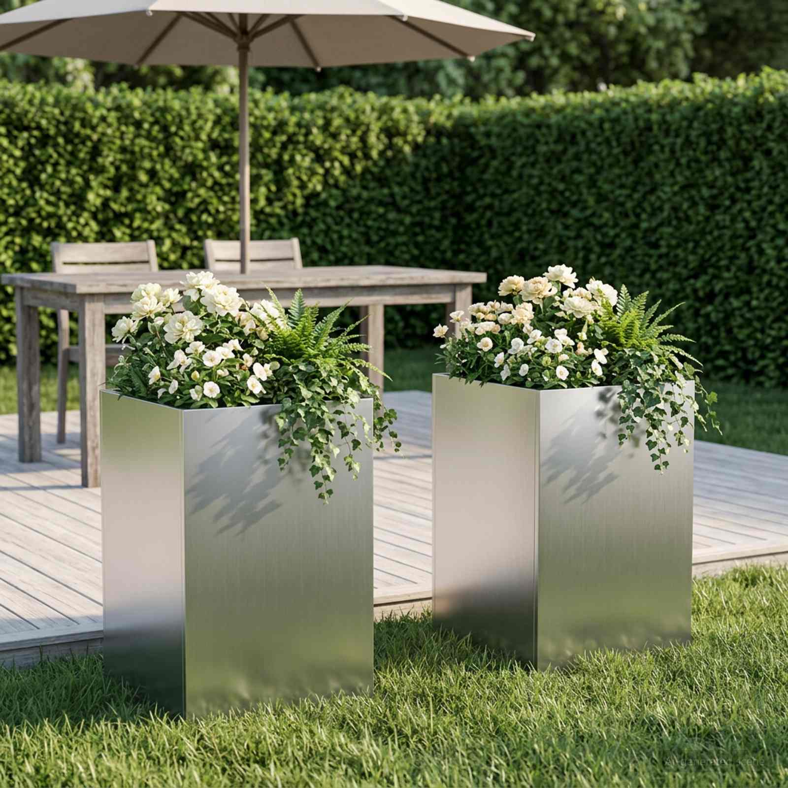 Garten-Pflanzgefäß 2 stk. Silber 30 x 30 x 40 cm