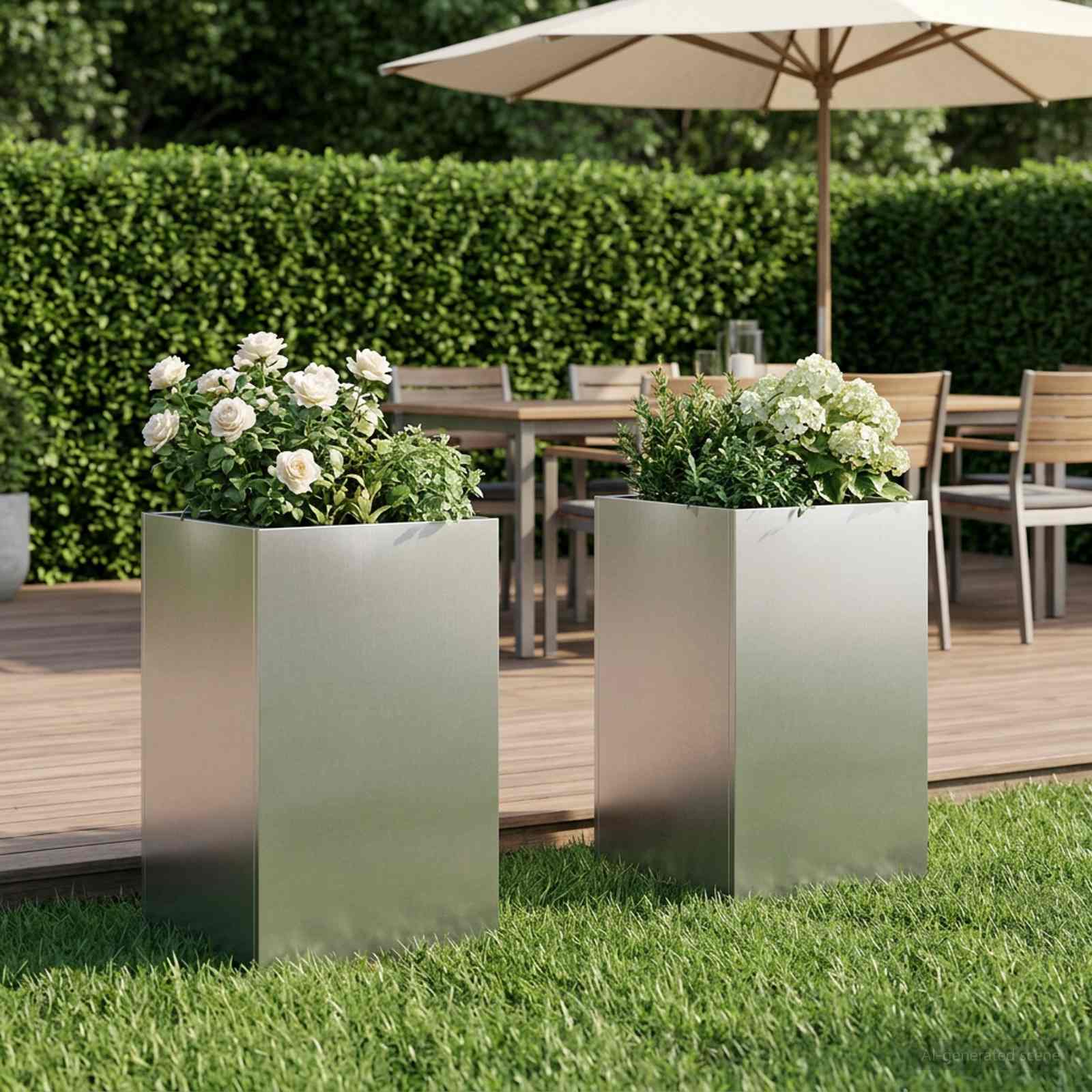Garten-Pflanzgefäß 2 stk. Silber 40 x 40 x 50 cm Edelstahl
