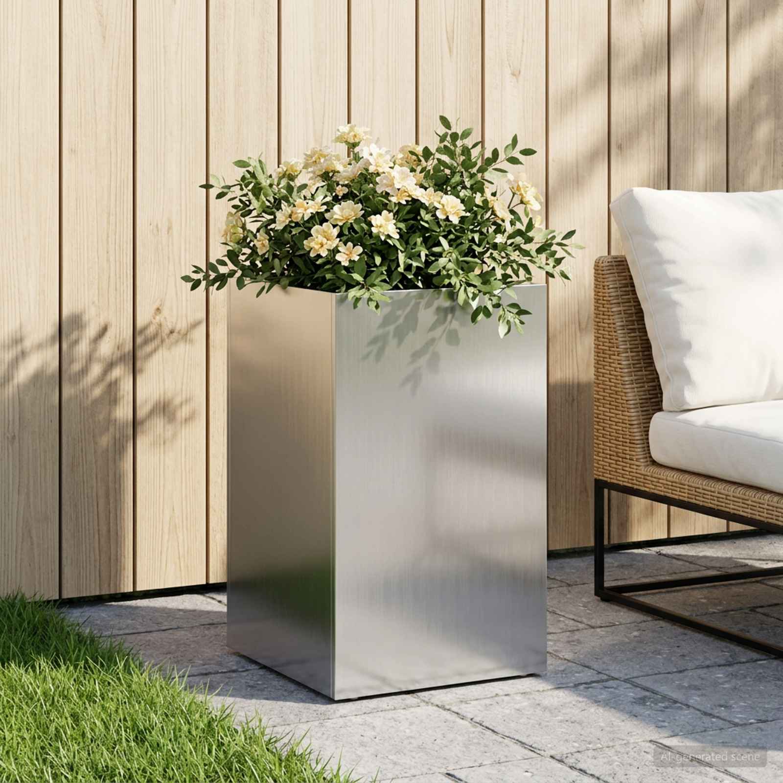 Garten-Pflanzgefäß Silber 40 x 40 x 50 cm Verzinkter Stahl