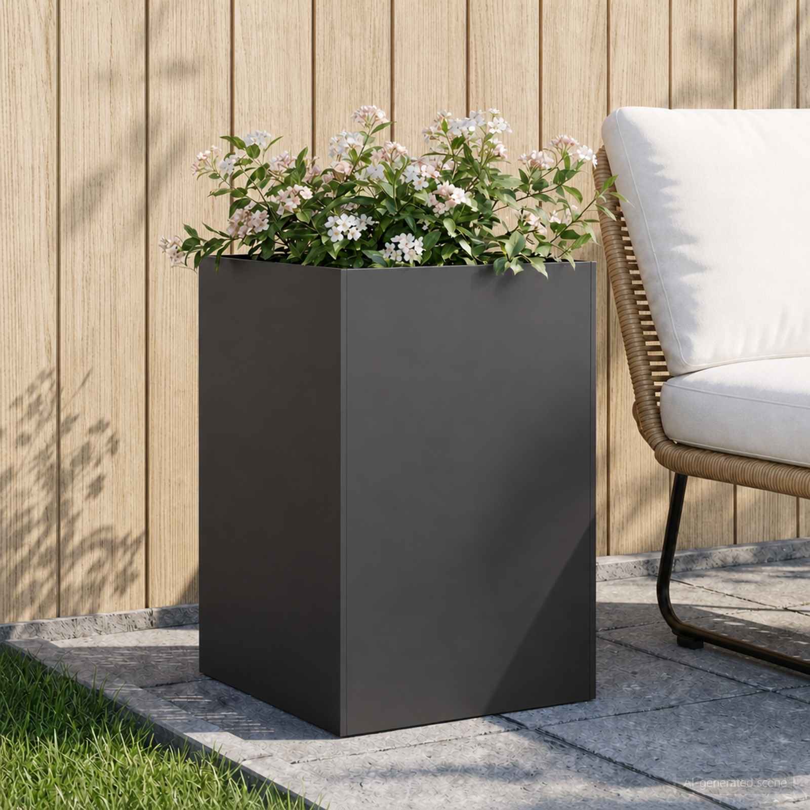Garten-Pflanzgefäß Schwarz 40 x 40 x 75 cm Kaltgewalzter Stahl