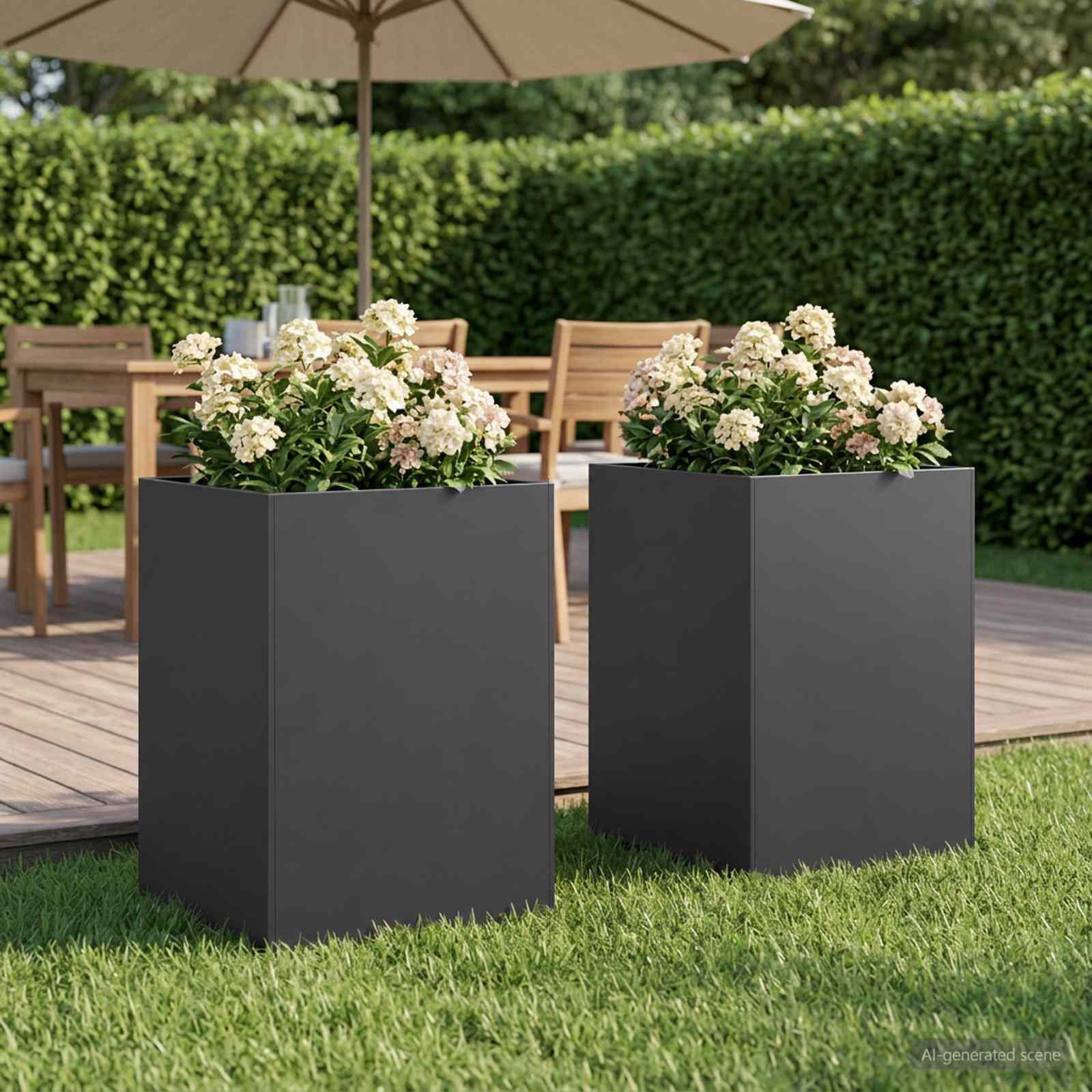 Garten-Pflanzgefäß 2 stk. Schwarz 40 x 40 x 75 cm