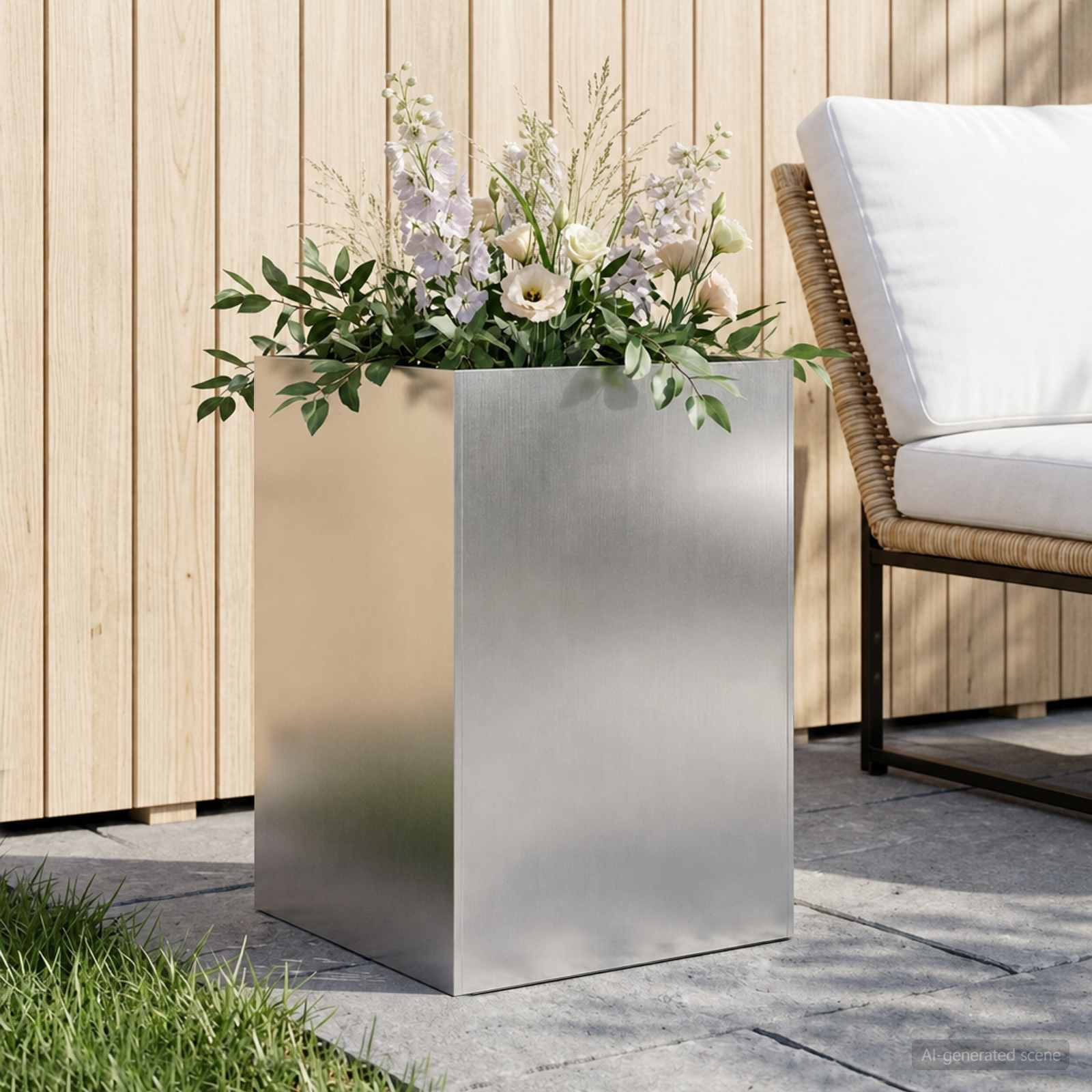 Garten-Pflanzgefäß Silber 40 x 40 x 75 cm Edelstahl
