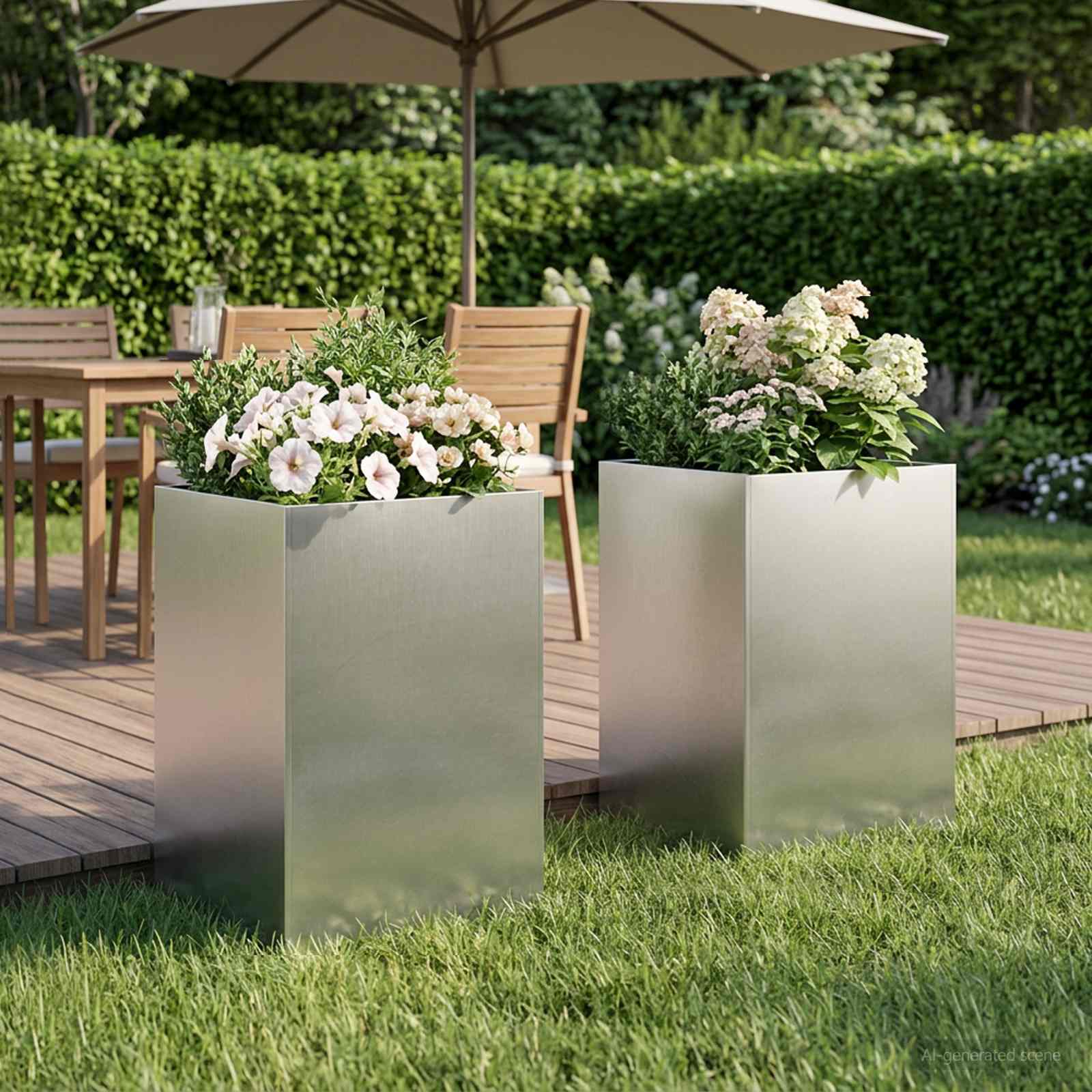 Garten-Pflanzgefäß 2 stk. Silber 40 x 40 x 75 cm Edelstahl