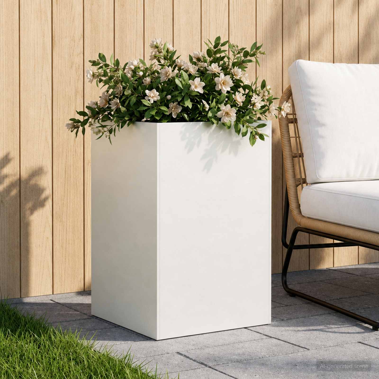 Garten-Pflanzgefäß Weiß 50 x 50 x 75 cm Kaltgewalzter Stahl