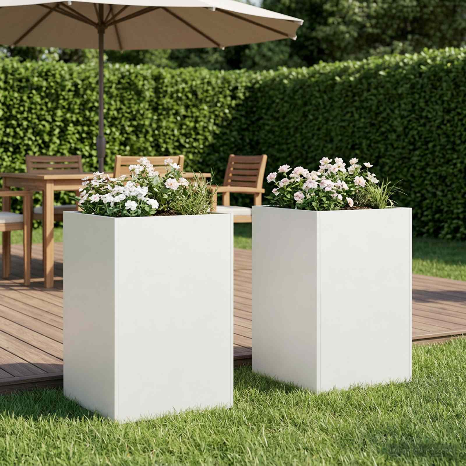 Garten-Pflanzgefäß 2 stk. Weiß 50 x 50 x 75 cm