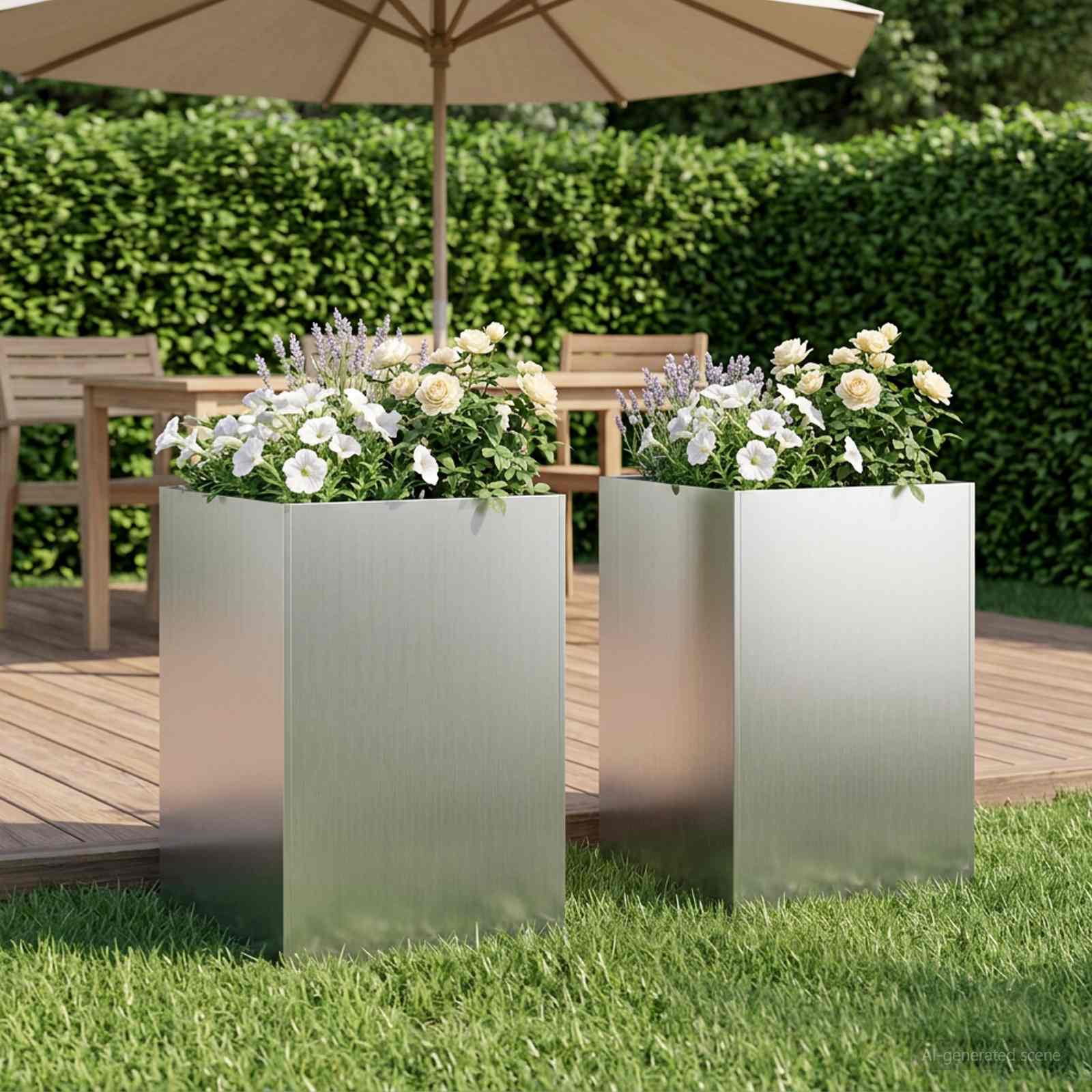 Garten-Pflanzgefäß 2 stk. Silber 50 x 50 x 75 cm