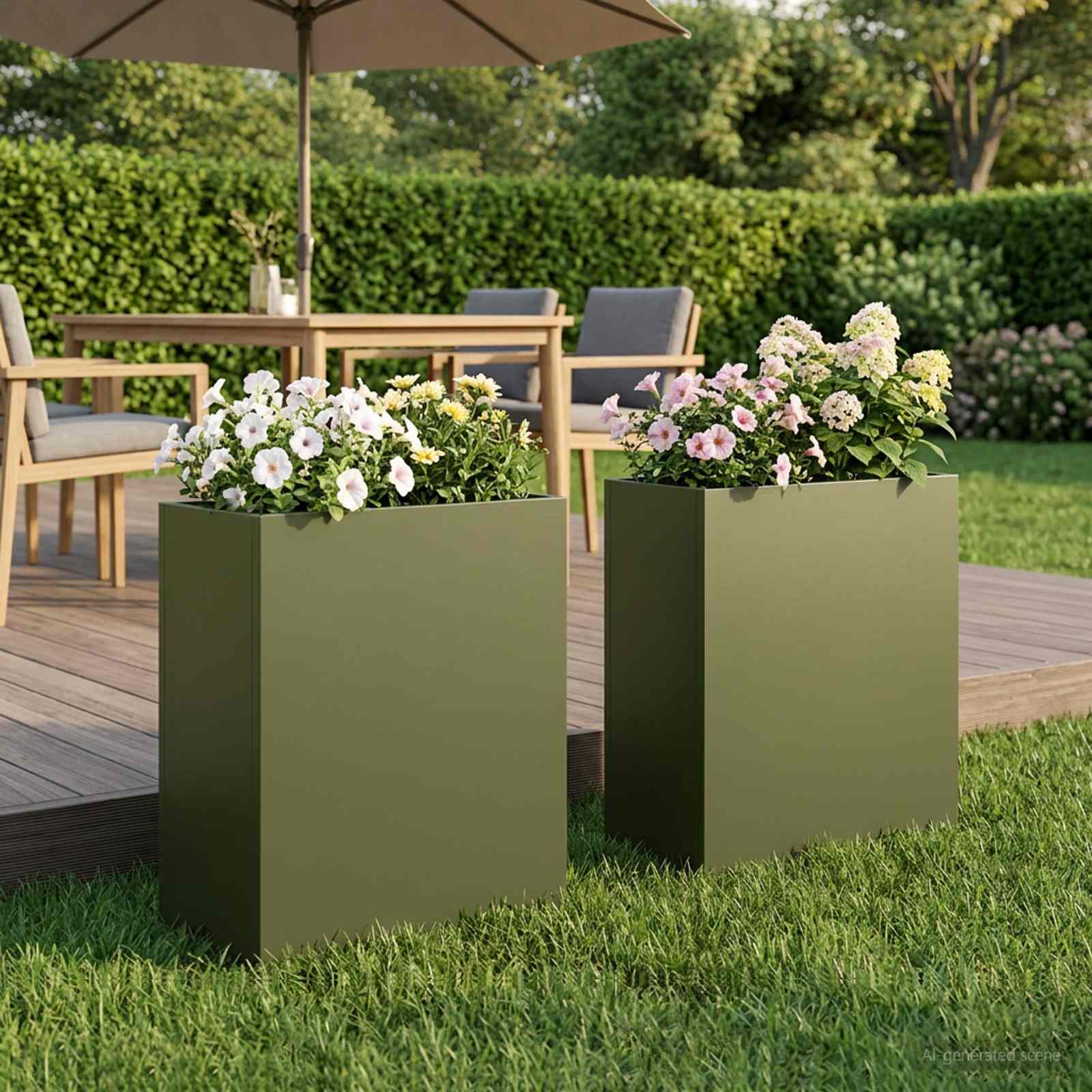 Garten-Pflanzgefäß 2 stk. Olivgrün 40 x 20 x 40 cm