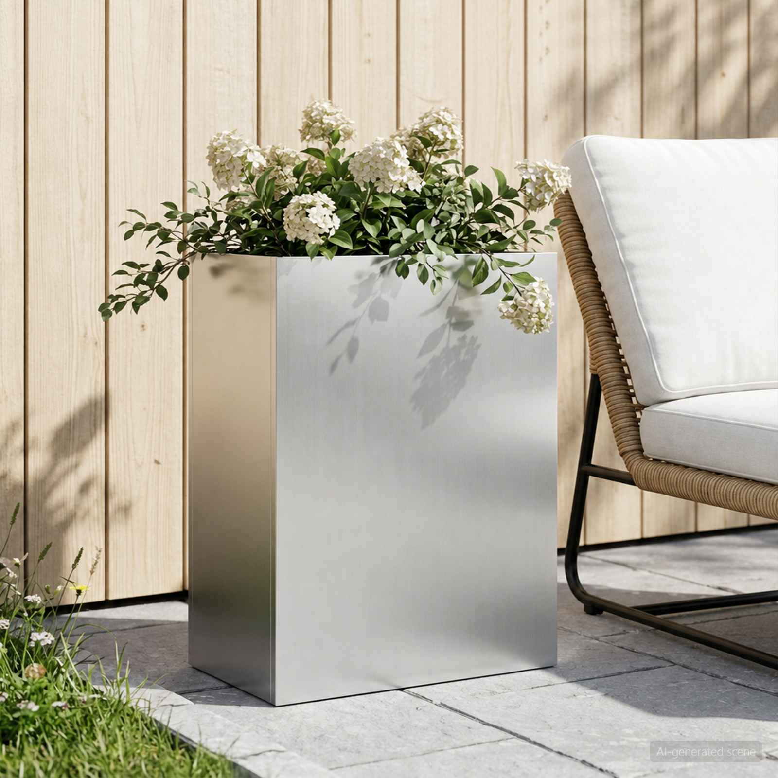 Garten-Pflanzgefäß Silber 40 x 20 x 40 cm Verzinkter Stahl