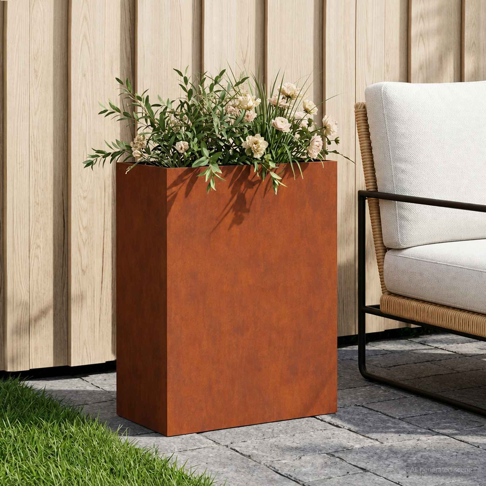 Garten-Pflanzgefäß Rostoptik 40 x 20 x 40 cm Wetterfeststahl