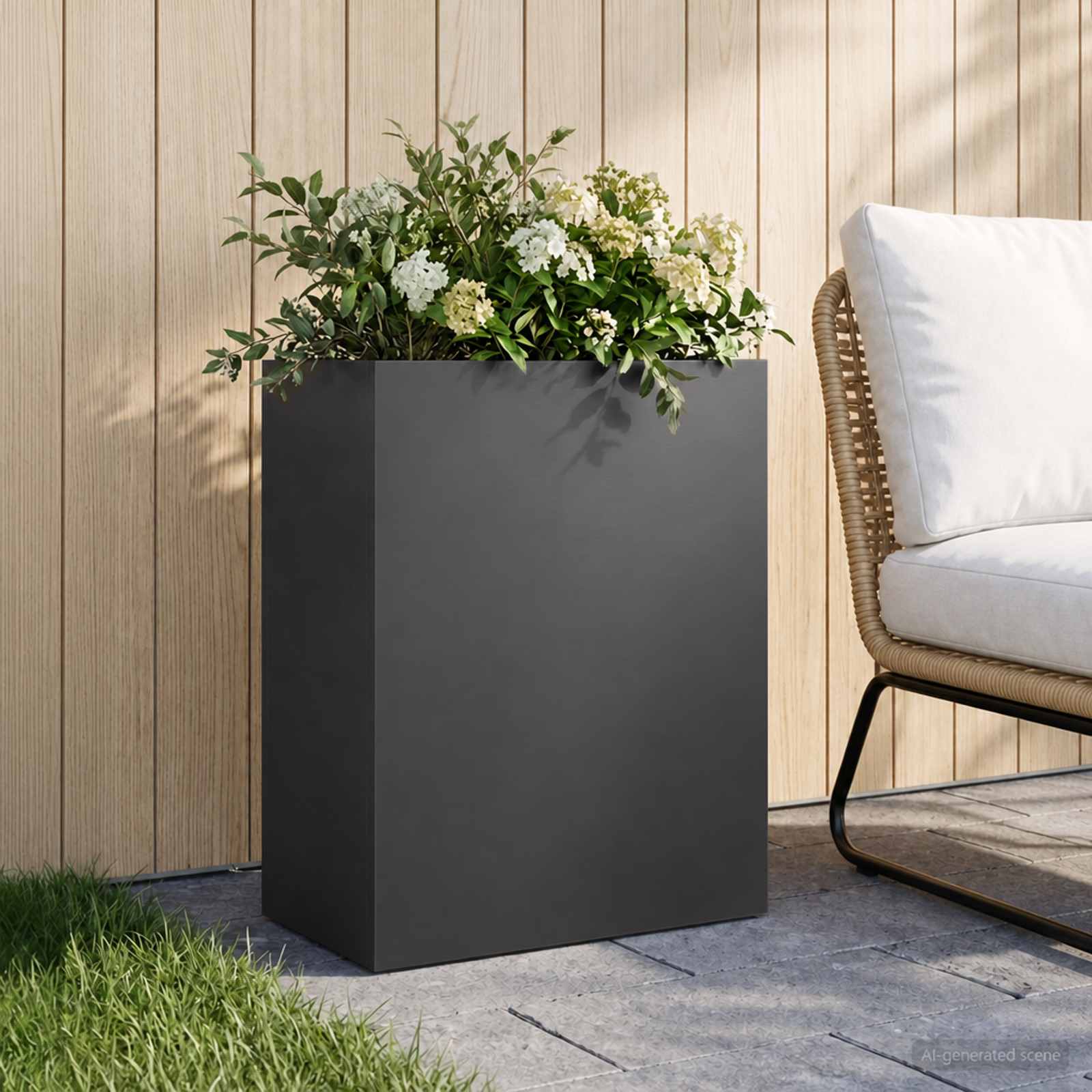 Garten-Pflanzgefäß Schwarz 40 x 20 x 50 cm Kaltgewalzter Stahl