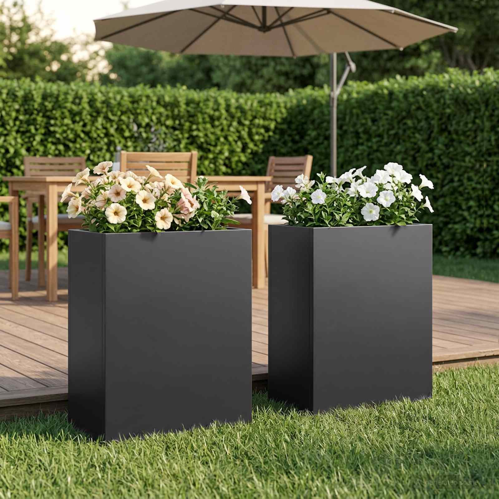 Garten-Pflanzgefäß 2 stk. Schwarz 40 x 20 x 50 cm