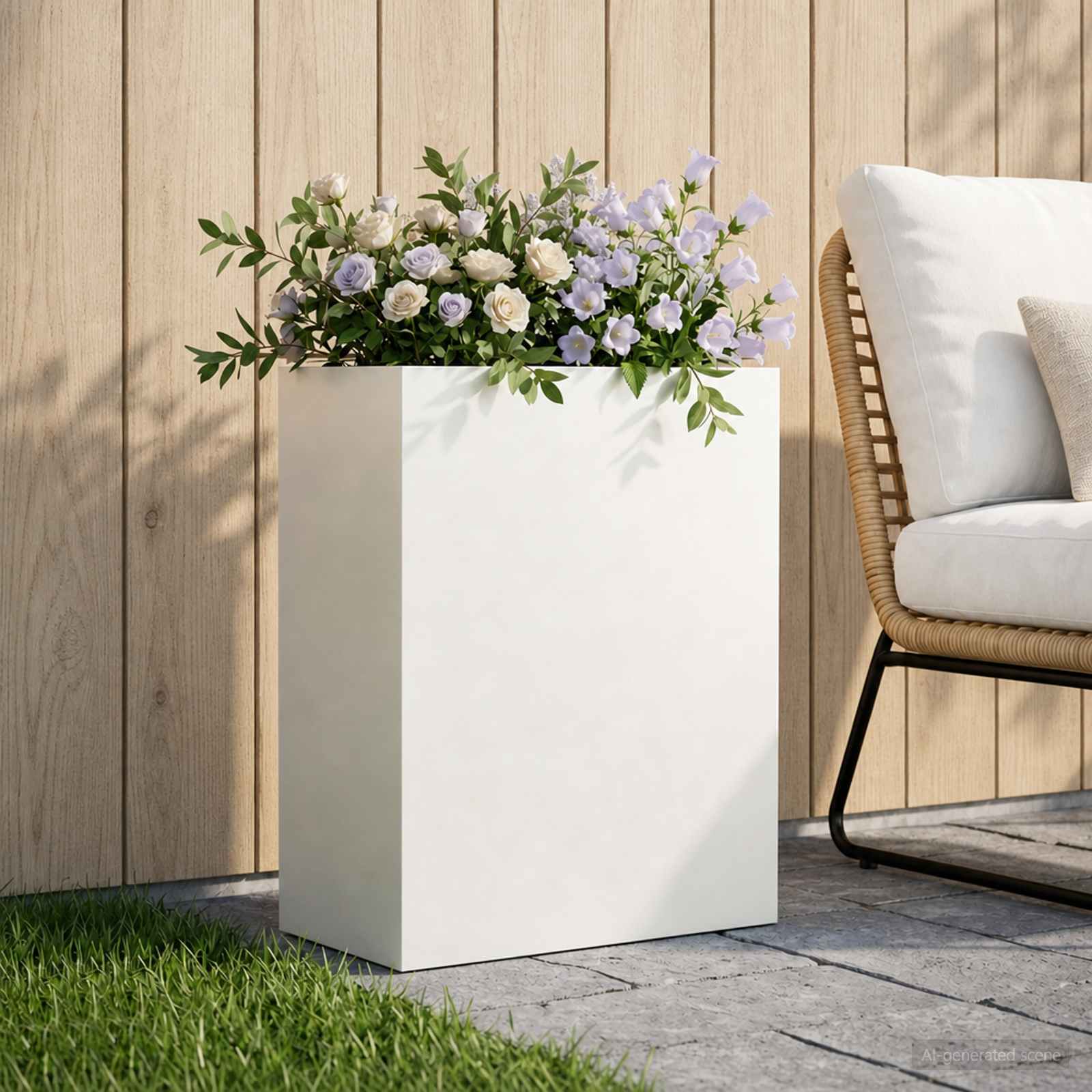 Garten-Pflanzgefäß Weiß 40 x 20 x 50 cm Kaltgewalzter Stahl